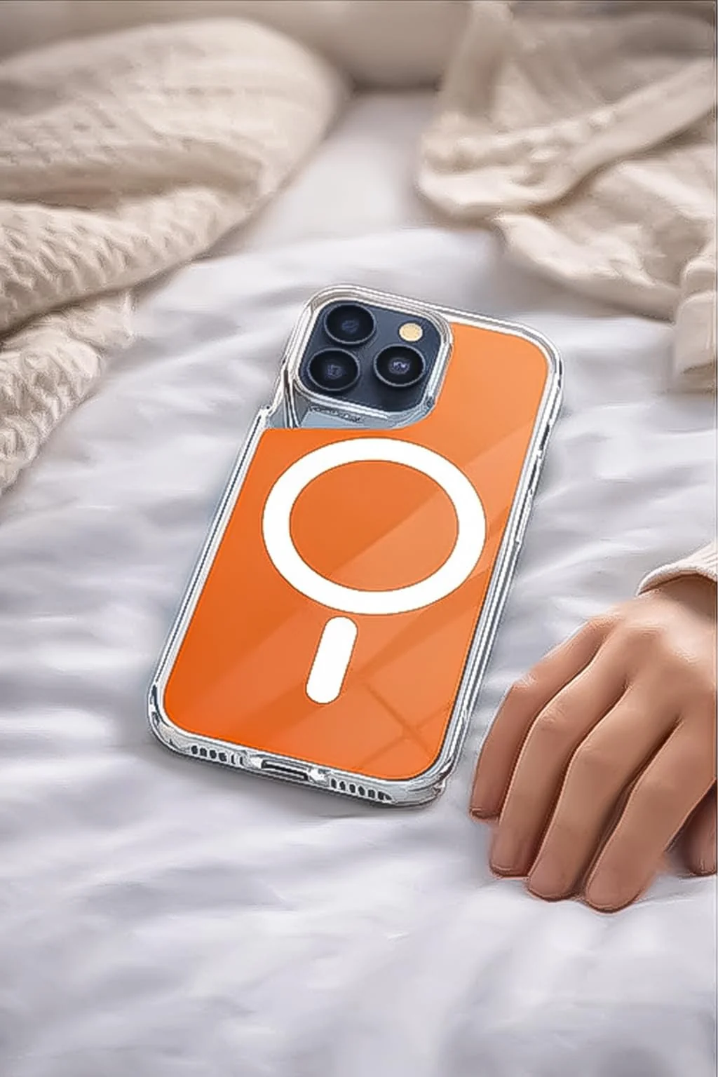 DL3 Mobilak Clear TPU Case for Samsung Galaxy S24 Ultra, Compatible with MagSafe accessories, Camera protection, Shock-absorbing protection - Orange