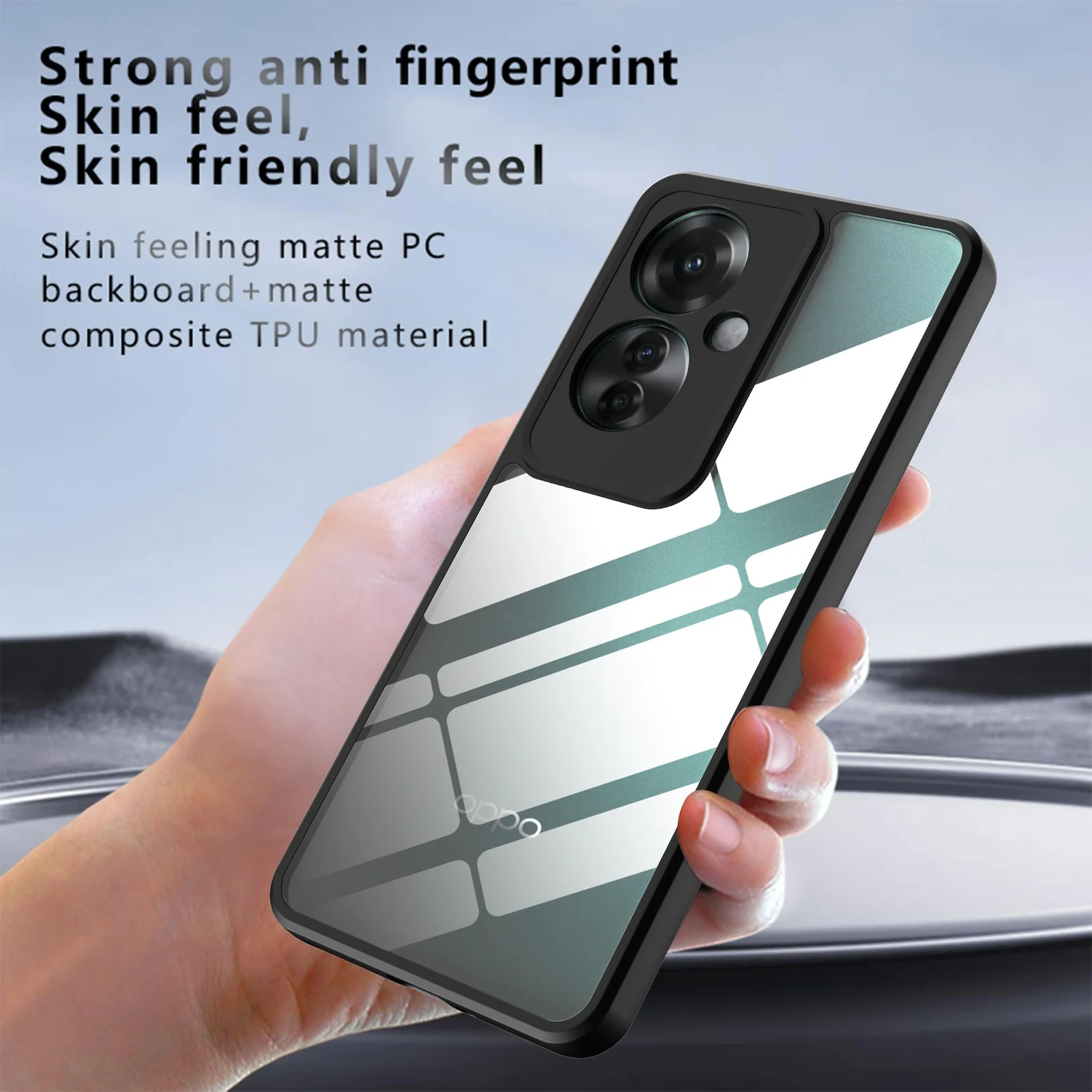 DL3 Mobilak Clear PC and TPU Protective Case for OPPO Reno 11F 5G with Camera Protection and Military-Grade Protection - Black