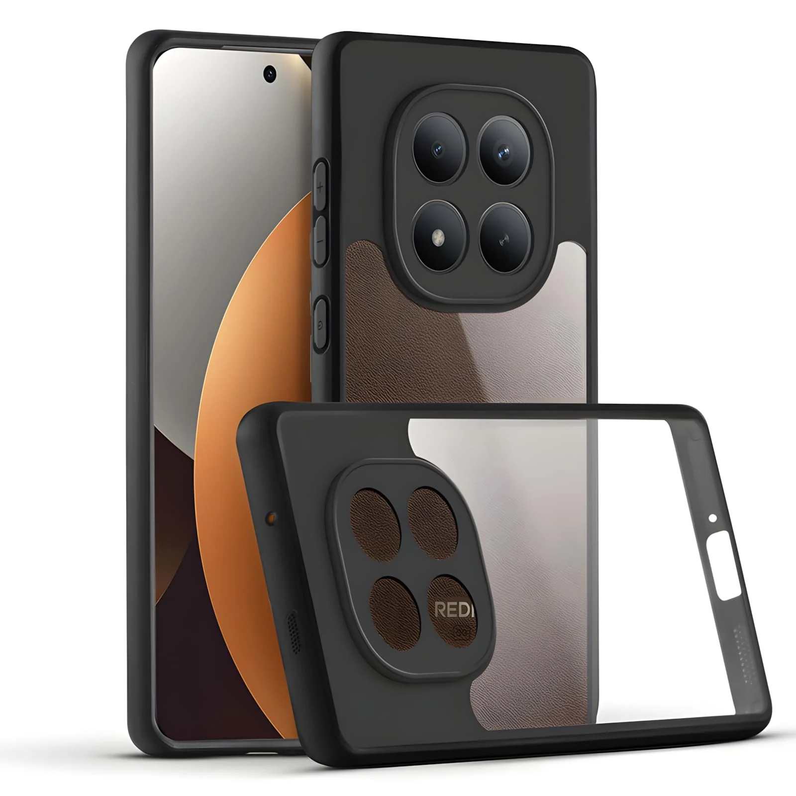 DL3 Mobilak Clear PC and TPU Protective Case for Xiaomi Redmi Note 15 Pro+ Plus 5G, Military-Grade Shockproof Anti-Yellowing, Slim Protective Phone with Camera Protection - Black