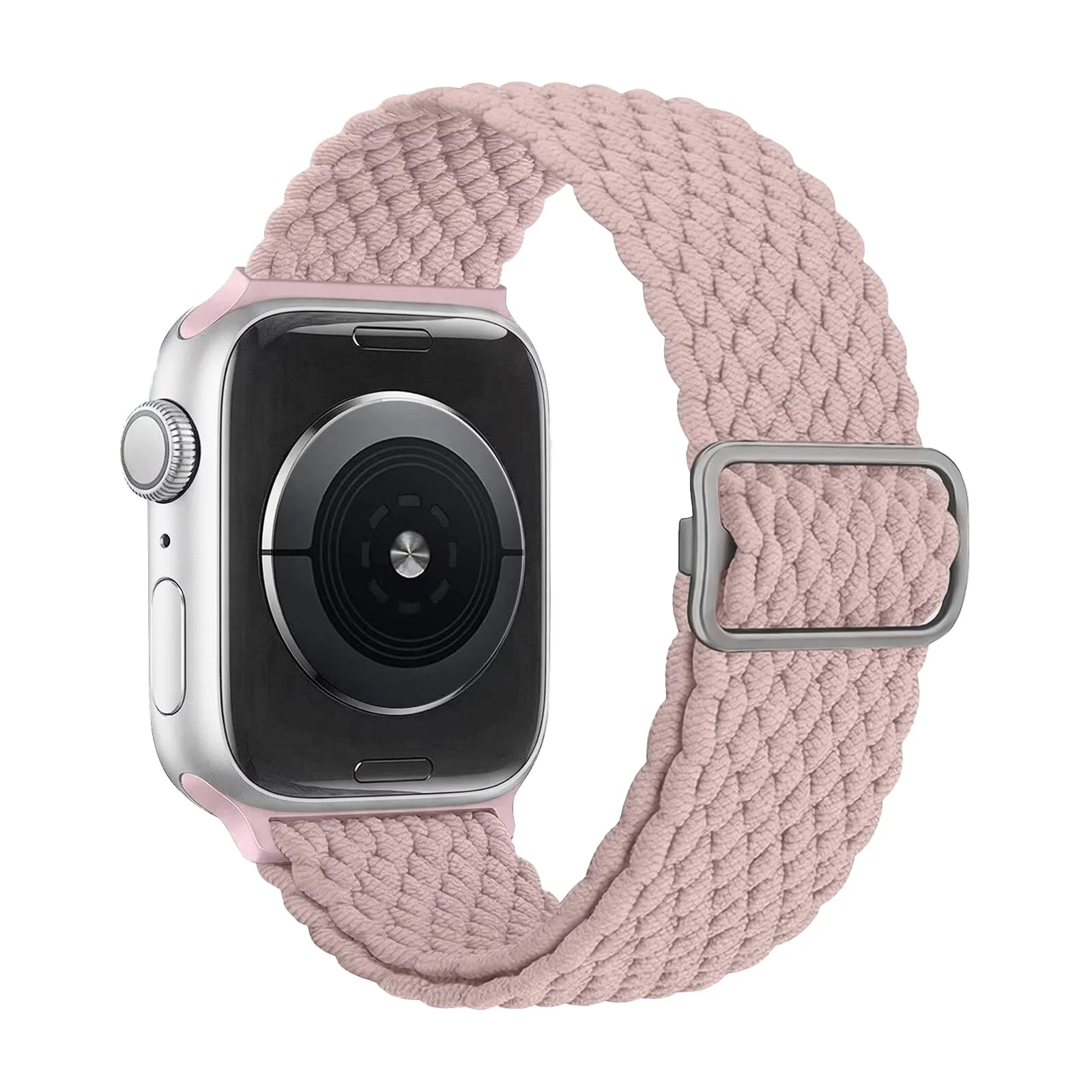 DL3 Mobilak Stretchy Nylon Solo Loop Strap Compatible with Apple Watch Band 49mm 45mm 46mm 44mm 42mm for Women Men, Sport Breathable Braided Wristband for iWatch Series 11 10 9 8 7 6 5 4 SE Ultra 3 2 1 - Pink Sand