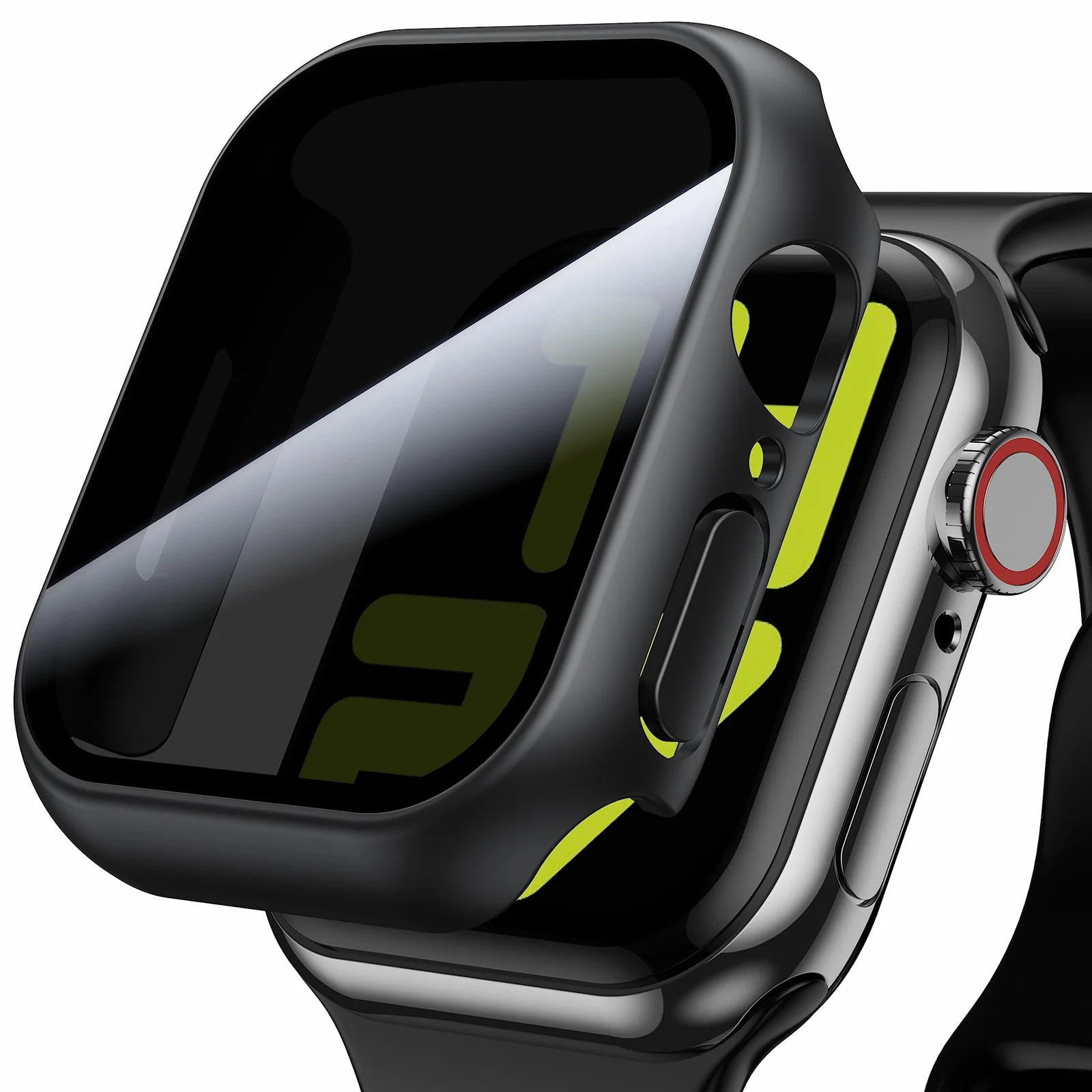 DL3 Mobilak Privacy Case for Apple Watch Series SE/ 4/5/6 44mm Screen Protector, Anti-Spy Tempered Glass Film Apple Watch Cover Hard PC Case Bumper for iWatch 44 mm Series 6/5/4/SE/SE2 - Black