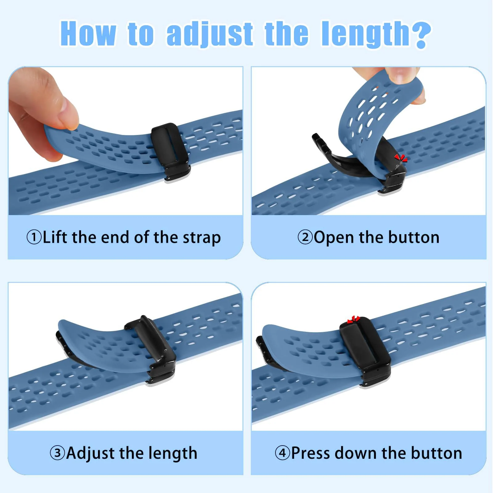 DL3 Mobilak 18mm Silicone Strap For Huawei Watch GT 6 41mm/GT 5 Pro 42 mm/GT 5 41mm/GT4 41 mm/Watch 5 42mm Magnetic Metal Buckle Sport Silicone Breathable Strap, Band Soft Replacment Wristband - Star Blue