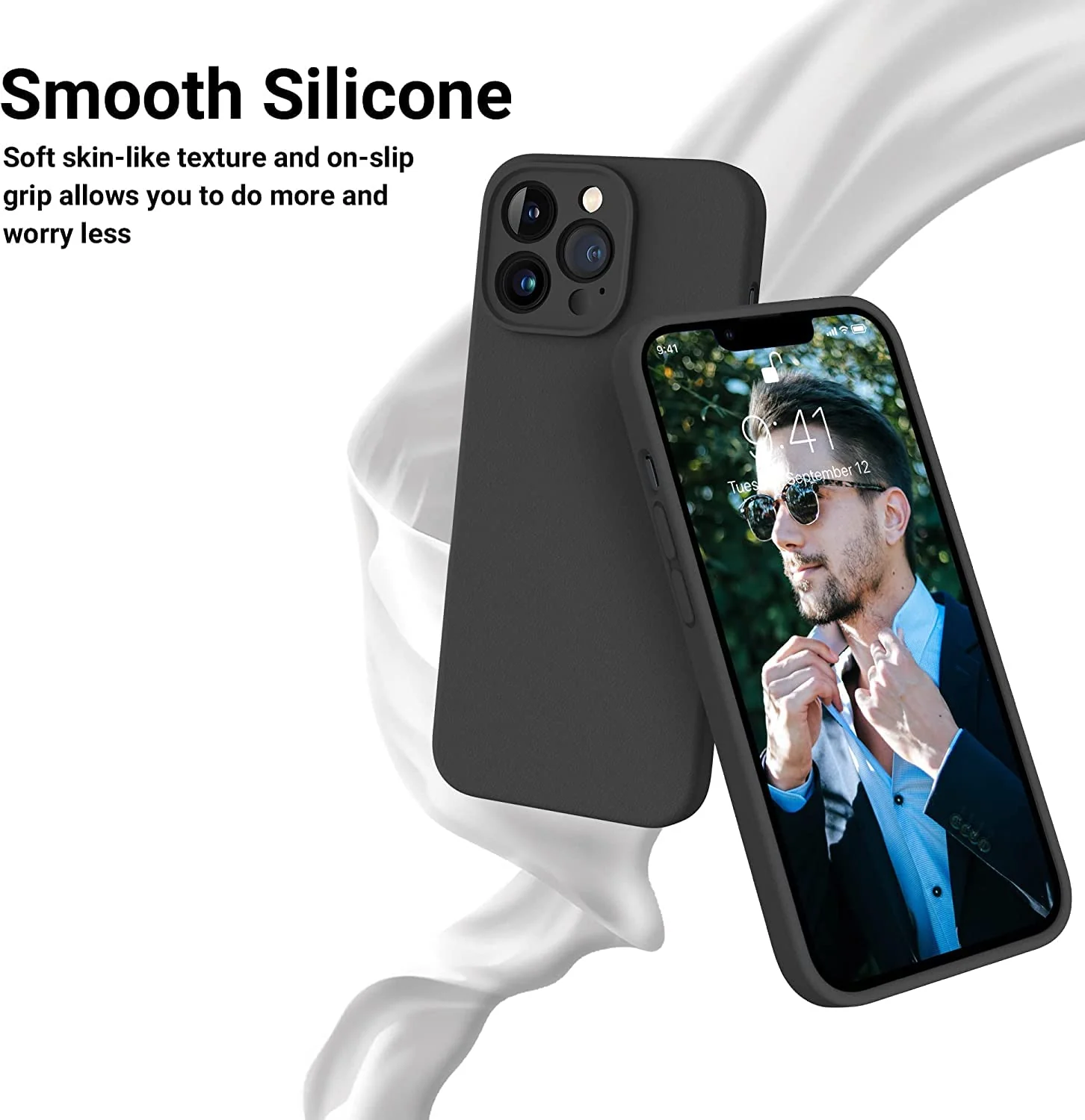 DL3 Mobilak Case For iPhone 13 Pro Max (6.7 Inch), Multi-Functional Magnetic Vertical & Horizontal Stand Case, Slim Cute Silicone Protective Kickstand Holder Phone Case - Black