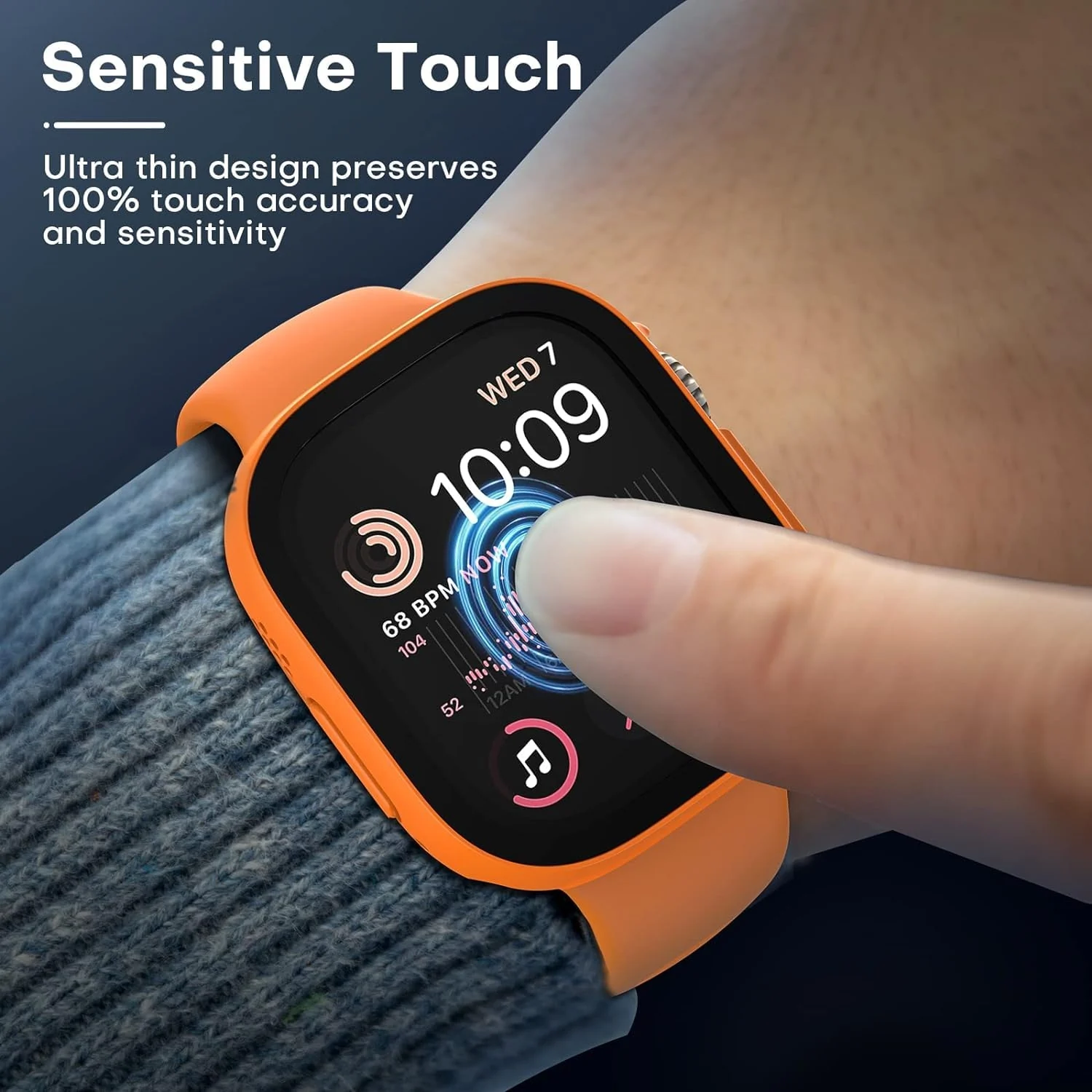 DL3 Mobilak Hard Case Designed for Apple Watch Ultra 2 (2023) / Ultra 1 49mm, Built-in 9H [HD Clear] Tempered Glass Screen Protector, [Full Protection] Slim Cover for iWatch 49mm - Orange