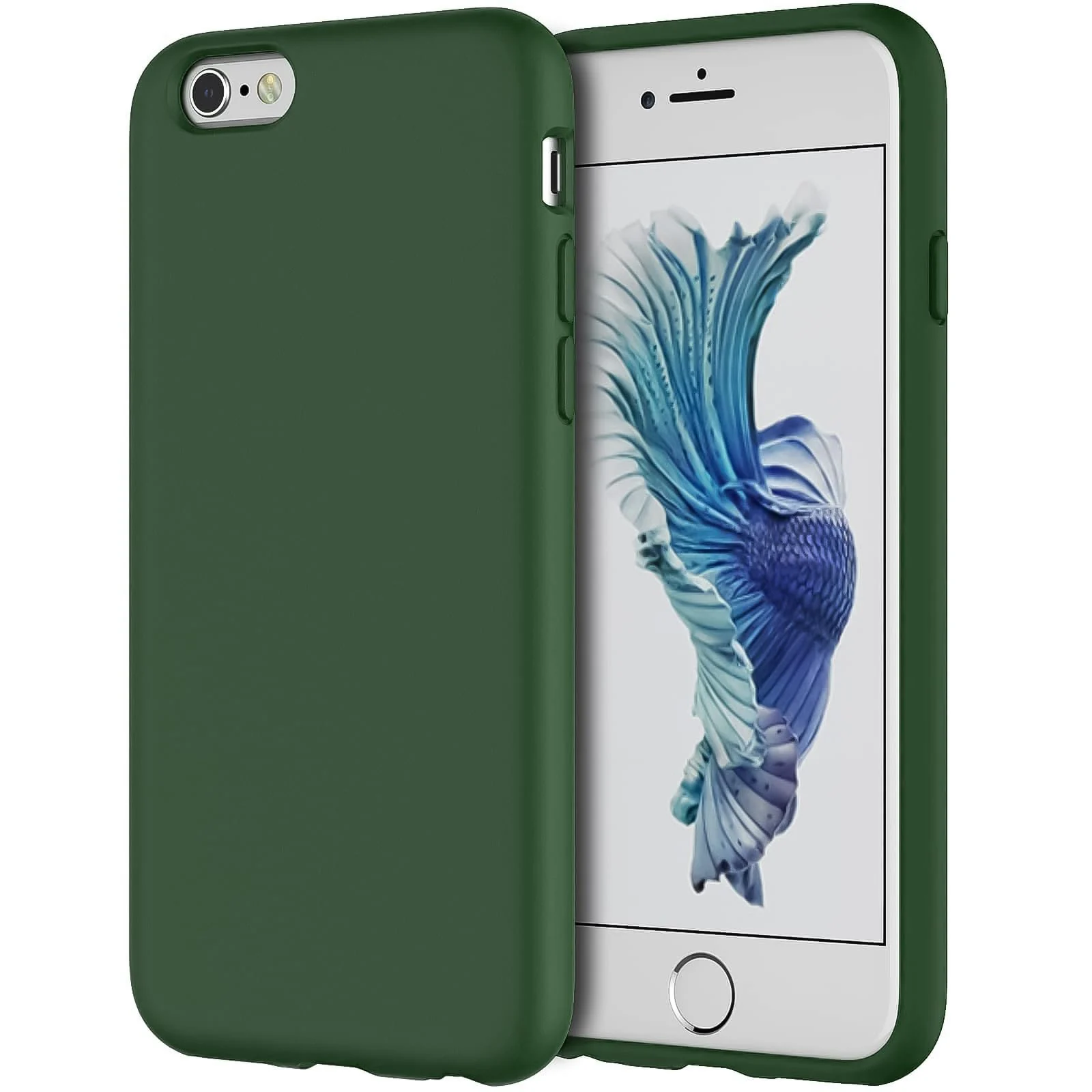 DL3 Mobilak Compatible with iPhone 6 Plus / 6S Plus Case, Liquid Silicone Case, Full Body Protective Cover, Shockproof, Slim Phone Case, Anti-Scratch Soft Microfiber Lining - A. Green