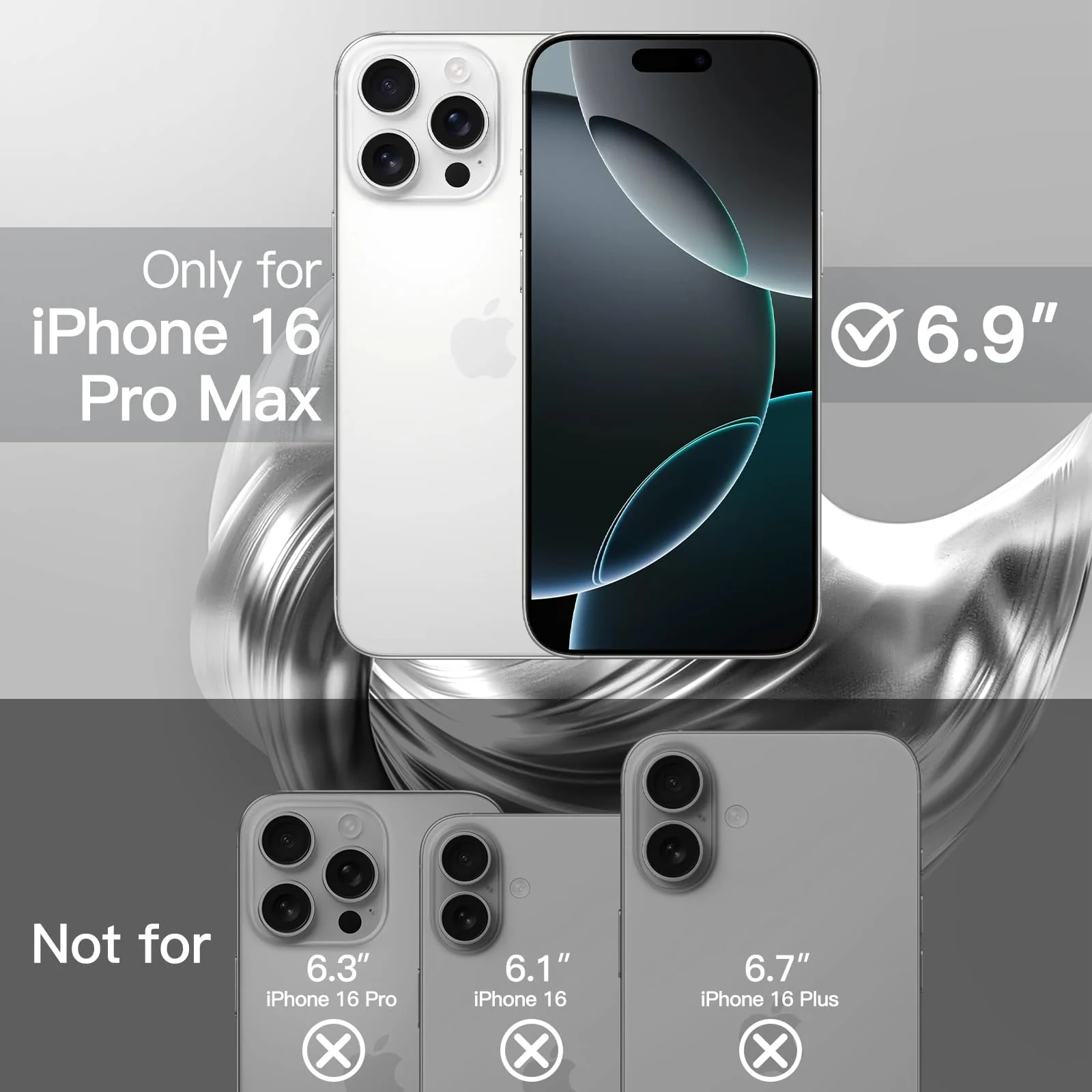 DL3 Mobilak Soft Clear Case for iPhone 16 Pro Max 6.9-Inch, Camera Lens Full Protection, Compatible with MagSafe Wireless Charging, Shockproof Electroplated TPU Phone Cover - Silver