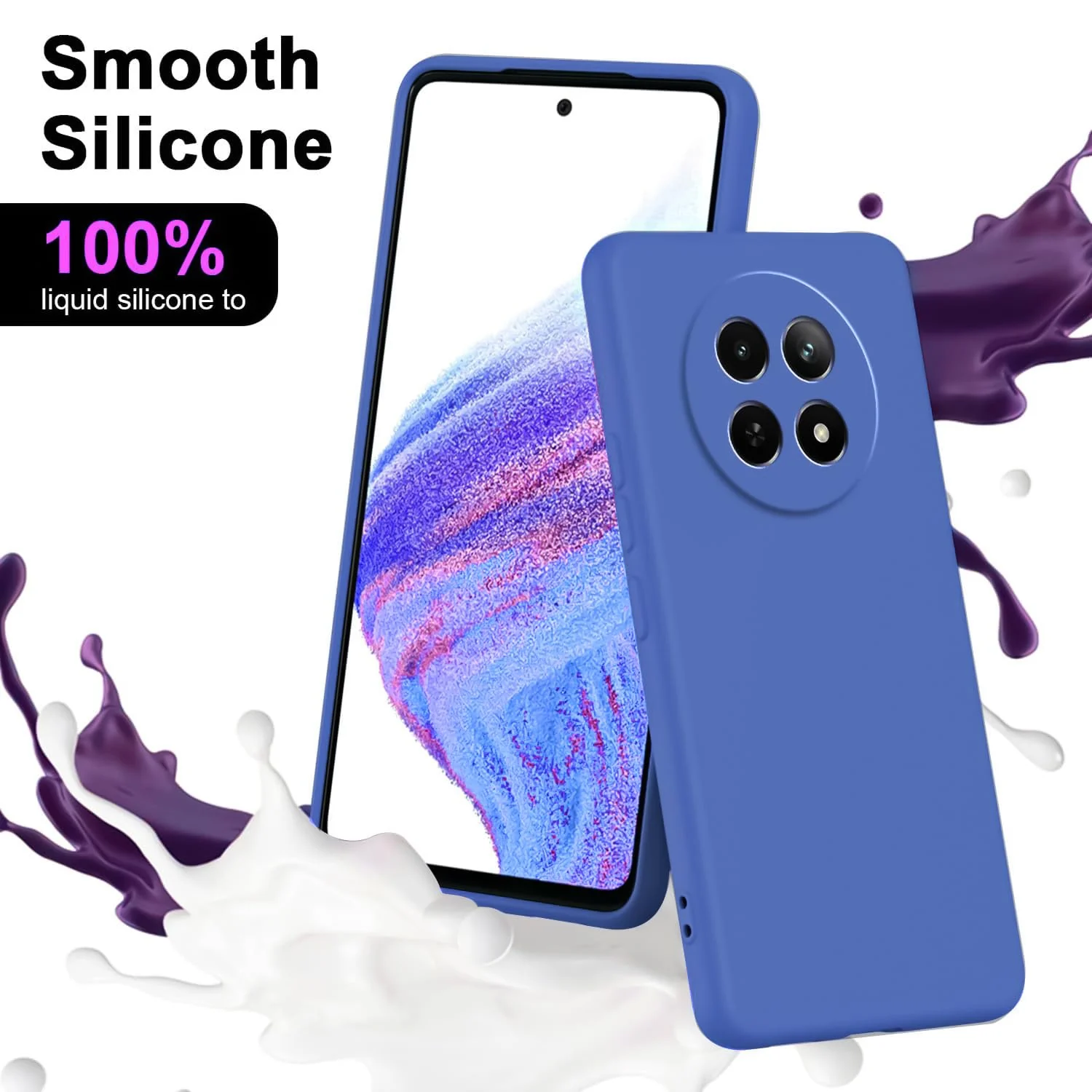 DL3 Mobilak Liquid Silicone Protective Case for realme 13 5G, realme 12 5G, realme 12X 5G with Microfiber Lining and Shockproof Design - Light Blue