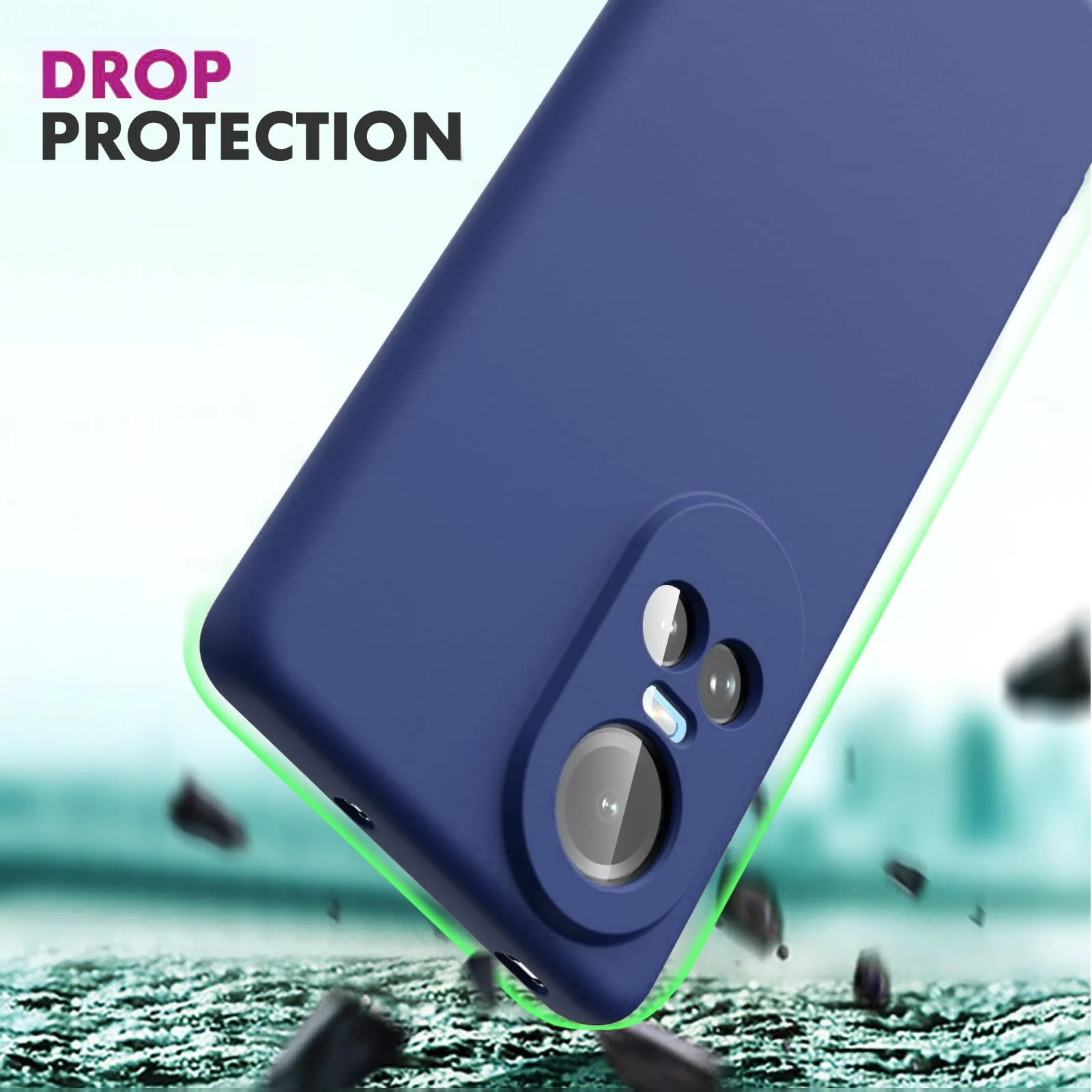 DL3 Mobilak Liquid Silicone Protective Case with Soft Microfiber Lining with Full Camera Protection for OPPO Reno 10 5G / OPPO Reno 10 Pro 5G - Blue 1