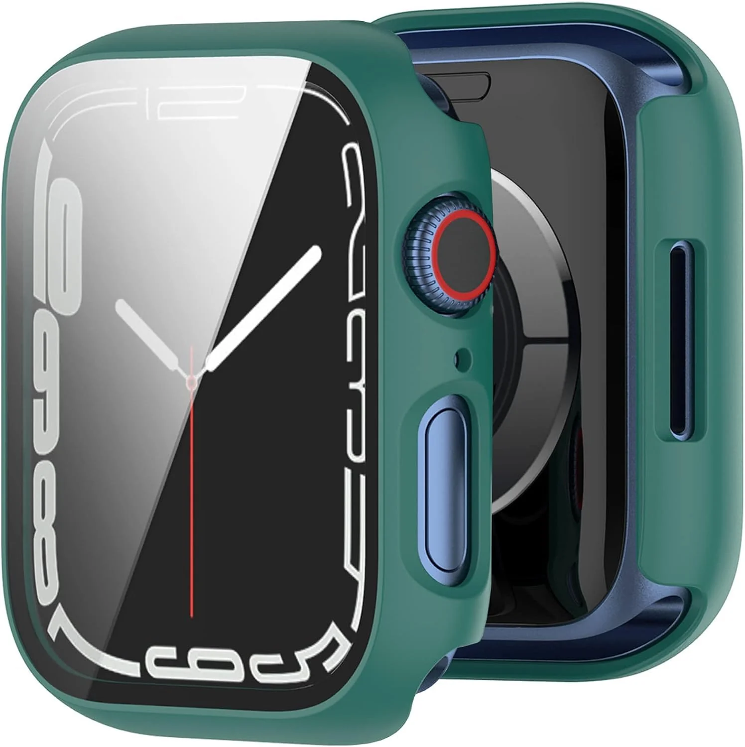 DL3 Mobilak Hard Case Designed for Apple Watch Series 9/8/7 45mm, Built-in 9H [HD Clear] Tempered Glass Screen Protector, [Full Protection] Slim Cover for iWatchSeries 9/8/7 45mm - Green
