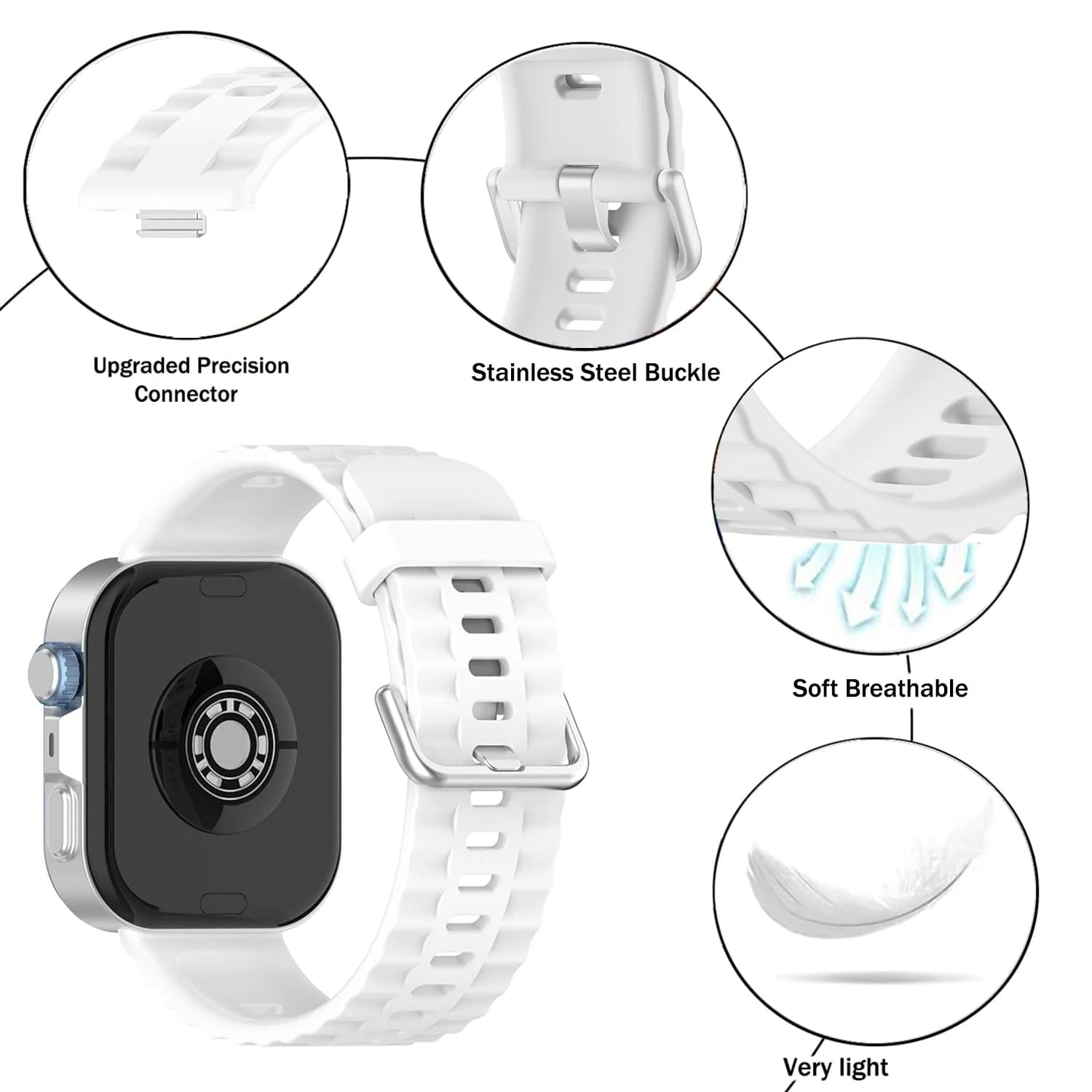 DL3 Mobilak Wavy Texture Sports Wristbands for Huawei Watch Fit 4/Fit 4 Pro/Fit 3 Strap, Breathable Silicone Wristband Strap Watch Strap Bracelet for Huawei Watch Fit 4 Pro/Fit4/3 - White