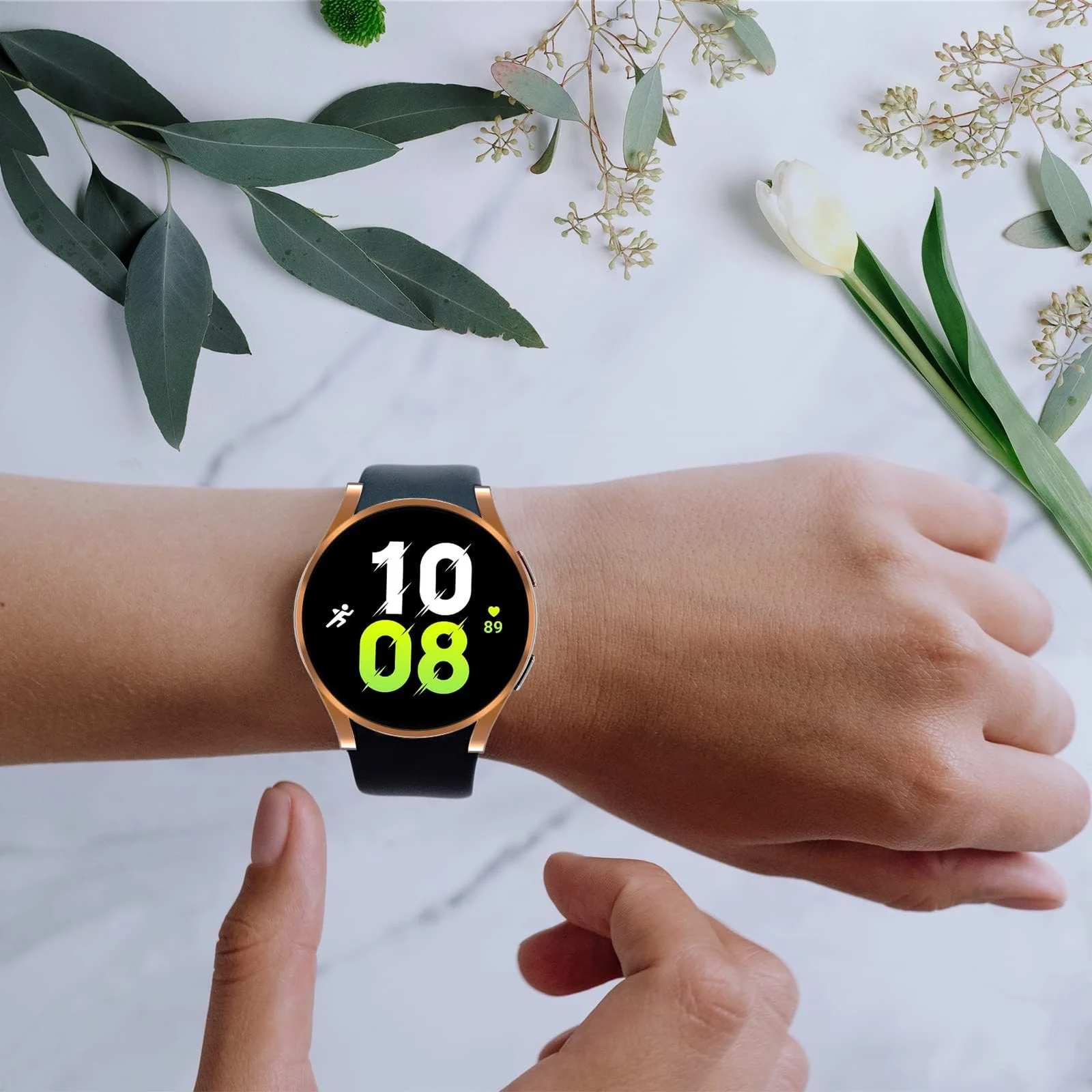 DL3 Mobilak Case Compatible with Samsung Galaxy Watch 4 40mm 2021 & Watch 5 40mm 2022 Case All-Around Screen Protector Watch Soft TPU Shockproof Cover Slim Guard Thin Bumper Shel Protector - Rose Gold