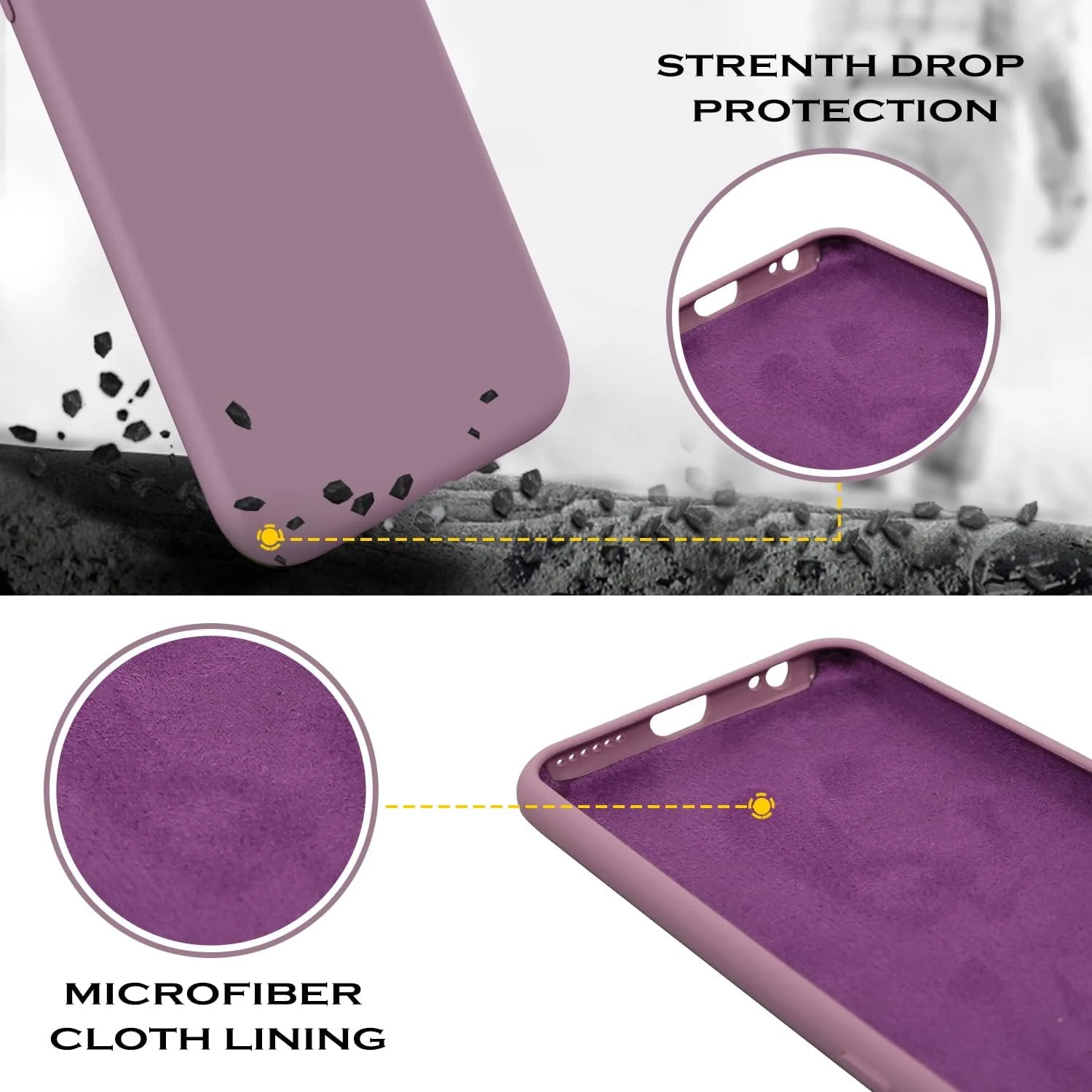DL3 Mobilak Liquid Silicone Protective Case for iPhone 6 Plus / 6S Plus with Camera Protection and Microfiber Lining - Lilac Purple