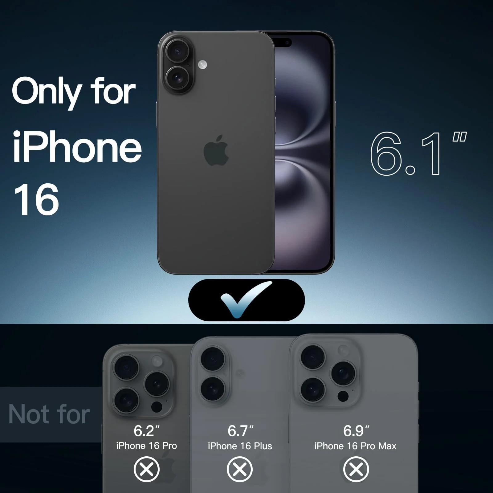 DL3 Mobilak Clear PC and TPU Protective Case for iPhone 16 with Military-Grade Protection and Anti-Yellowing Design - Black