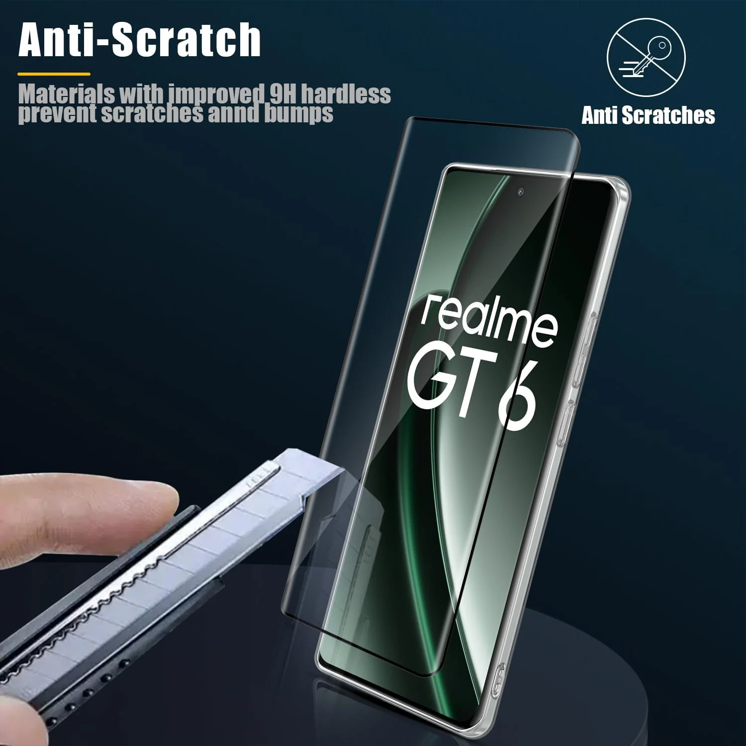 DL3 Mobilak Screen Protector for realme GT 6/realme GT 6T, Tempered Glass Screen Saver Premium HD Protective, Scratch Resistant, NO-Bubble, 9H Hardness, Full Coverage Film - Clear
