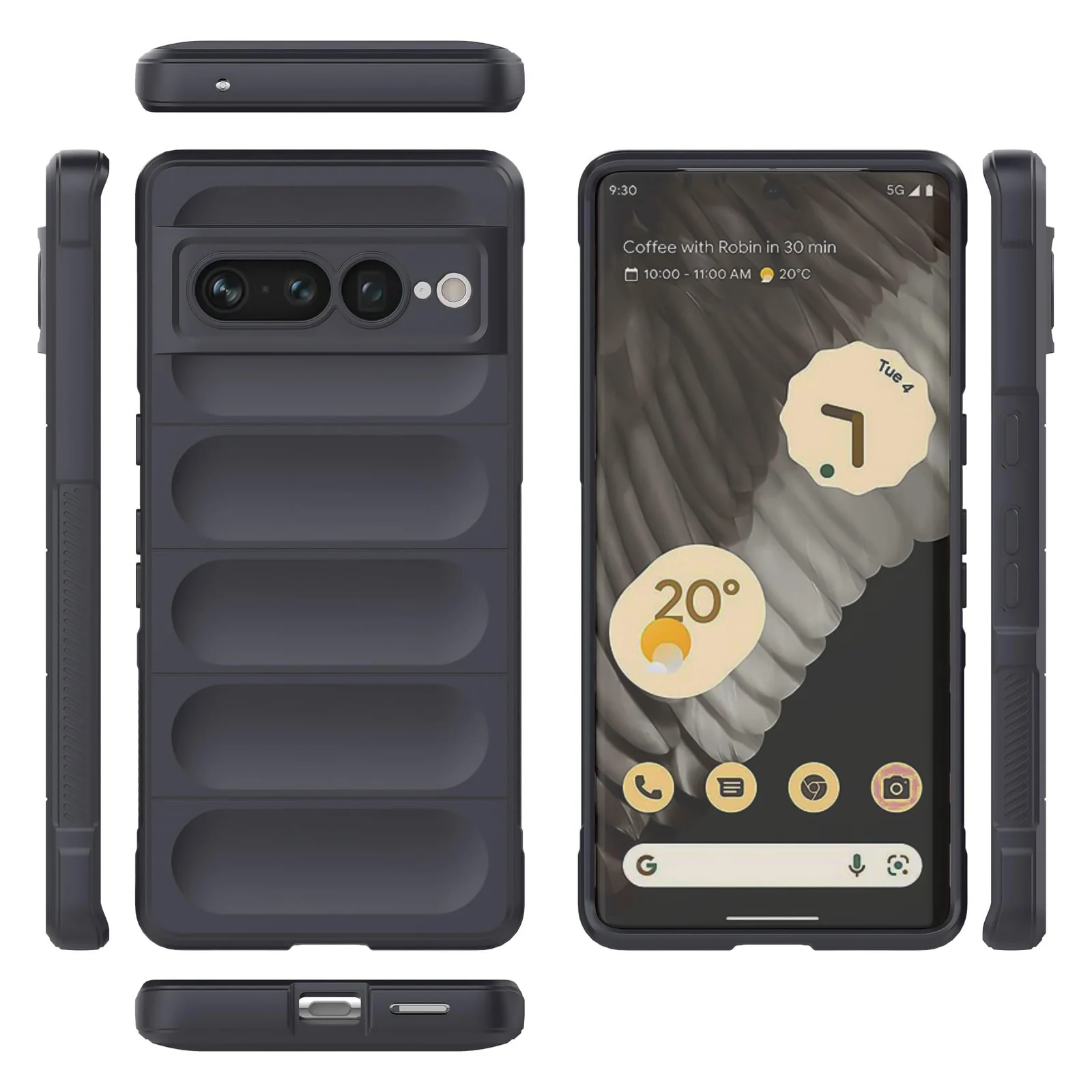 DL3 Mobilak Silicone Case for Google Pixel 7 Pro Heavy Duty Protective [Slim Fit] Shockproof Soft Flexible Protective Design Shock-Absorption TPU Cover With Camera Protection - Dark Gray
