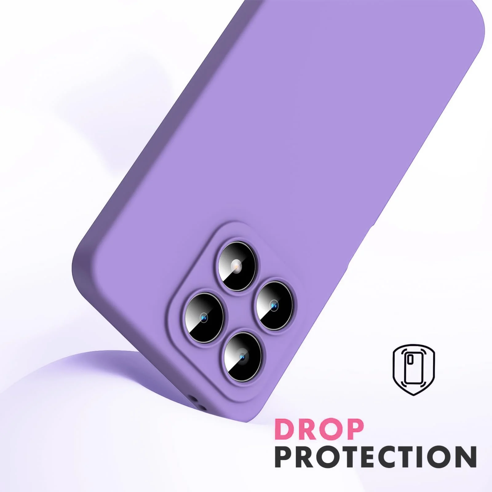DL3 Mobilak Liquid Silicone Protective Case with Soft Microfiber Lining with Full Camera Protection for Honor X8A - Light Purple