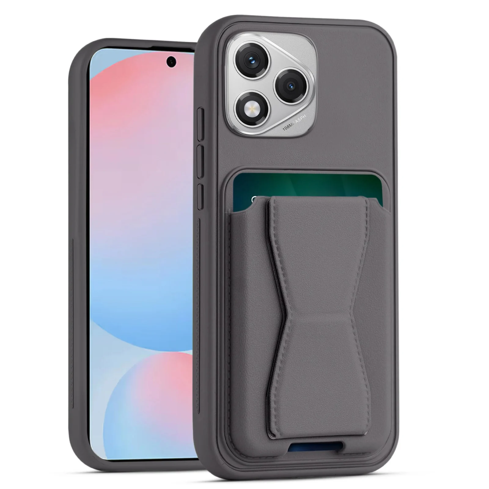 Mobigon Leather Wallet Case Compatible with Honor 600 Lite, Leather Back Cover With TPU Frame, Shockproof Protective Phone Case with Card Holder Stand