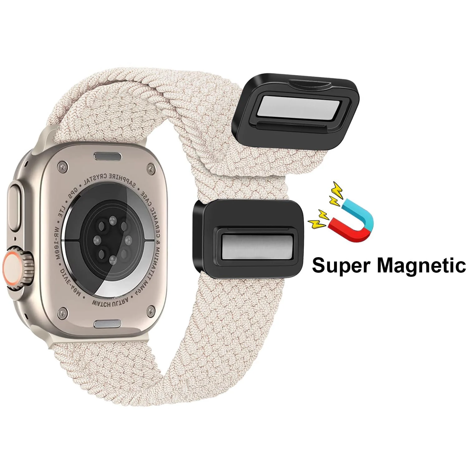 DL3 Mobilak Sport Solo Loop Compatible with Apple Watch Band 42mm 44mm 45mm 46mm 49mm for Women Men, Magnetic Strap Stretchy Braided Wristband for iWatch Series 11 10 9 8 7 6 5 4 3 Ultra 3 2 1 SE SE2 - Starlight
