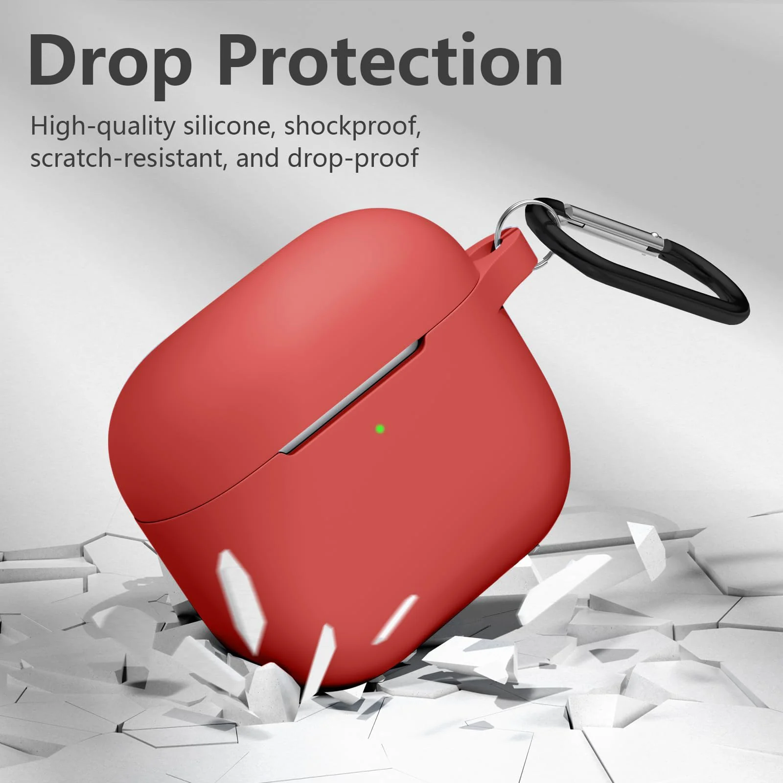 DL3 Mobilak Case Compatible with AirPods 3, Silicone Protective Accessories Skin with Keychain Compatible with AirPods 3rd Generation 2021 for Women Girl, Front LED Visible - A. Red