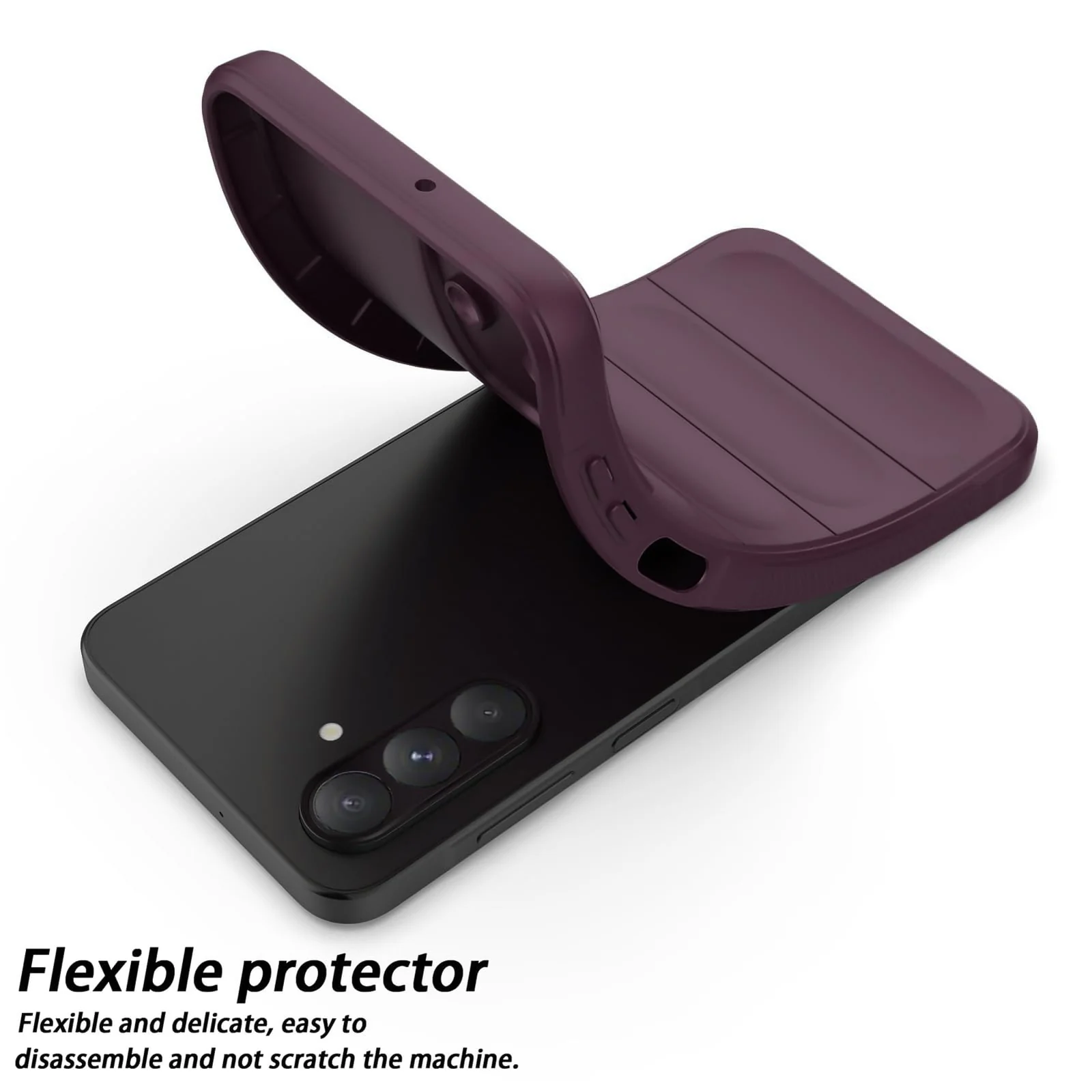 DL3 Mobilak Soft Silicone Protective Case for Samsung Galaxy A26 with Camera Protection and Shockproof Design - Wine Red