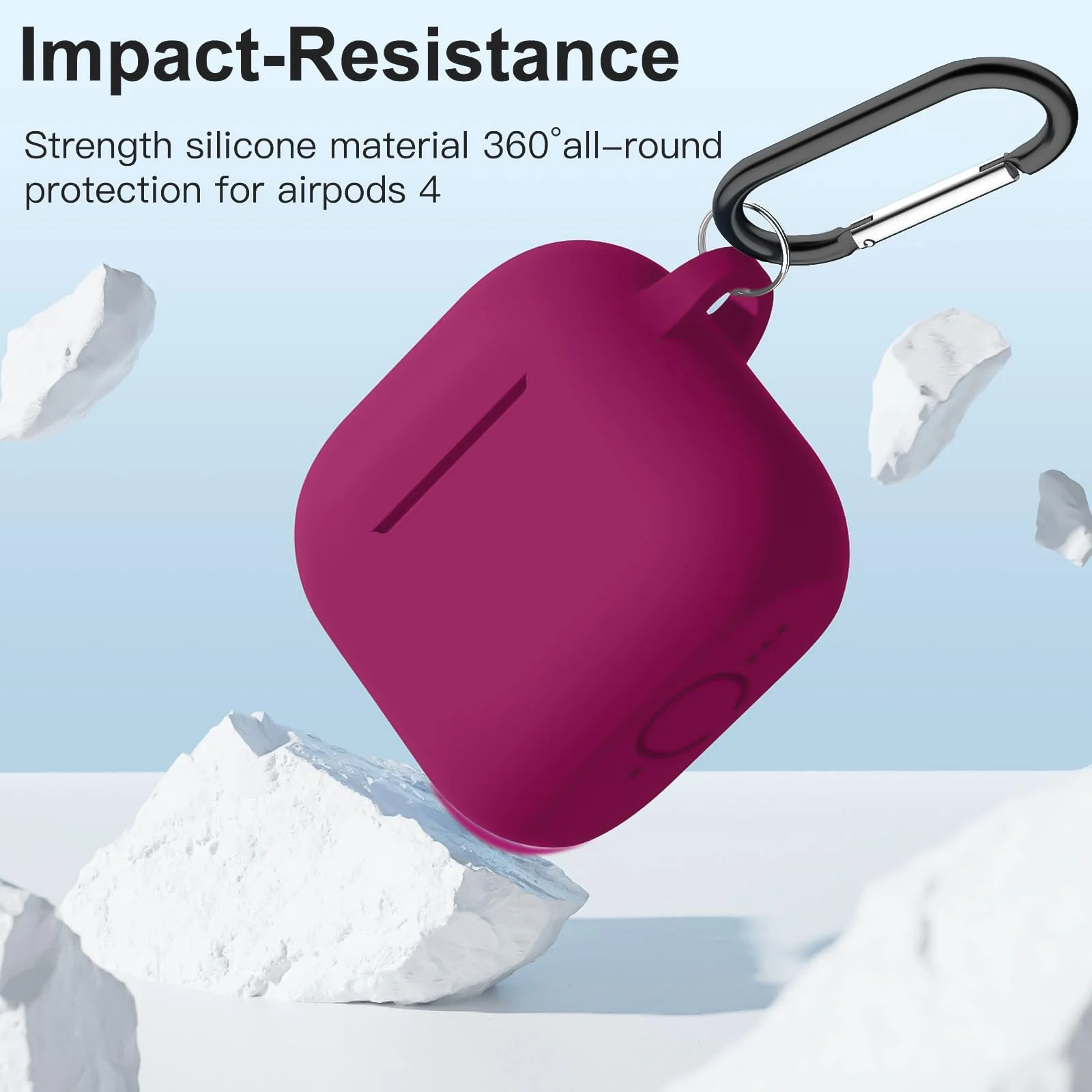 DL3 Mobilak Compatible with AirPods 4 Case (2024), Soft Silicone Full Protective Case Cover with Keychain, For Apple AirPods 4th Generation for Women Men - Rose Red