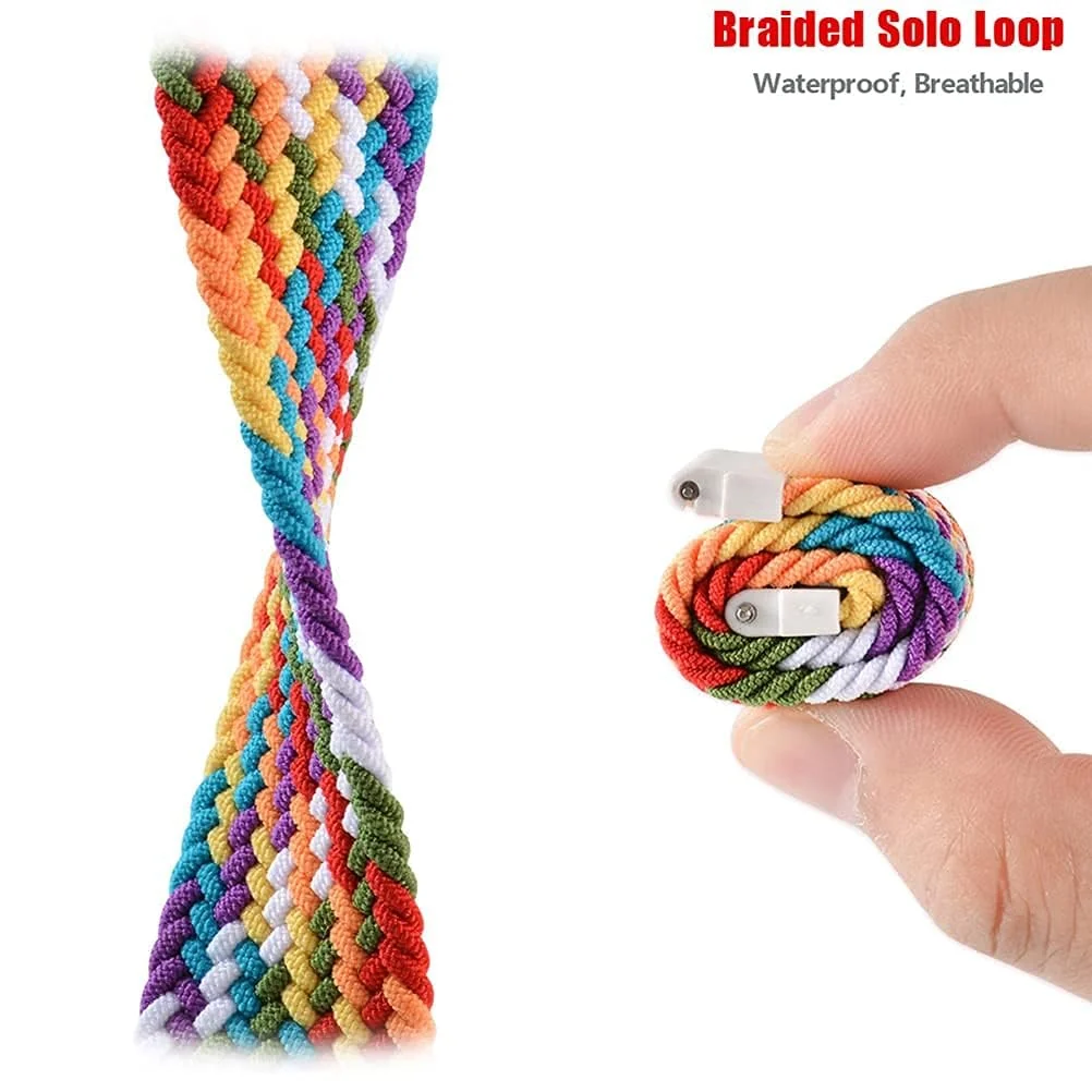 DL3 Mobilak Band 20MM Nylon Braided Solo Loop Strap For Samsung Gear Sport/Watch 6/5/4 40mm 44mm/Watch 6 Classic 43mm 47mm/ 5 Pro 45mm/active 2 40mm 44mm (Red, Small), unisex-adult - Black