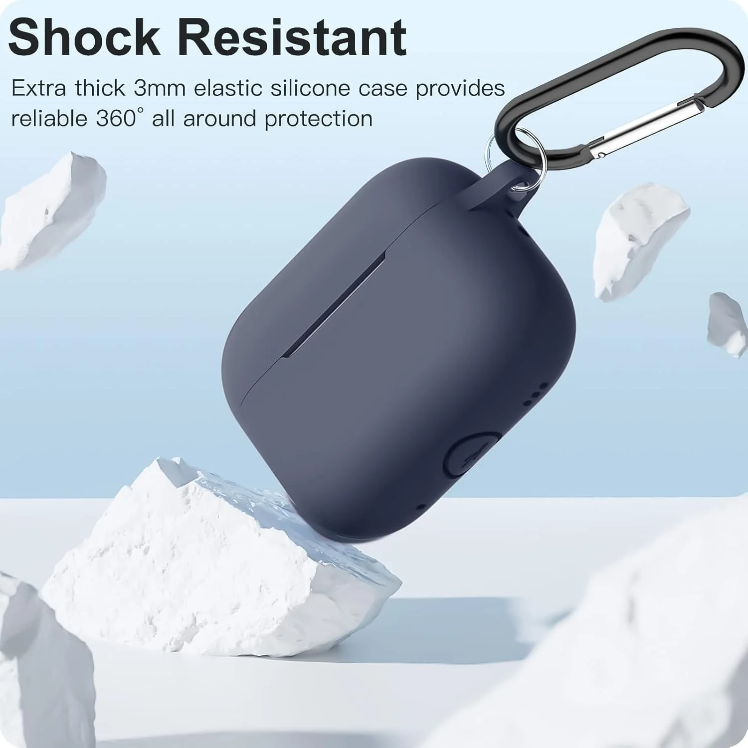DL3 Mobilak AirPods Pro Case Cover, Silicone Protective Charging Case Skin with Keychain Compatible with Apple AirPods Pro Case for Women Men, Wireless Charging, Front LED Visible - Dark Blue