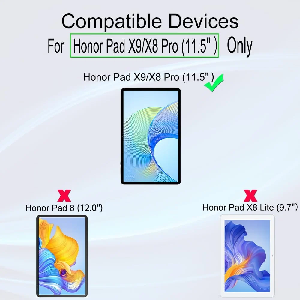 DL3 Mobilak Transparent Stand Case for Honor Pad X9/Honor Pad X8 Pro 11.5 Inch (2023) Tablet Shockproof, Thin Slim Lightweight Anti-Yellowing Bumper, Kickstand Cover, with Pencil Holder - Clear