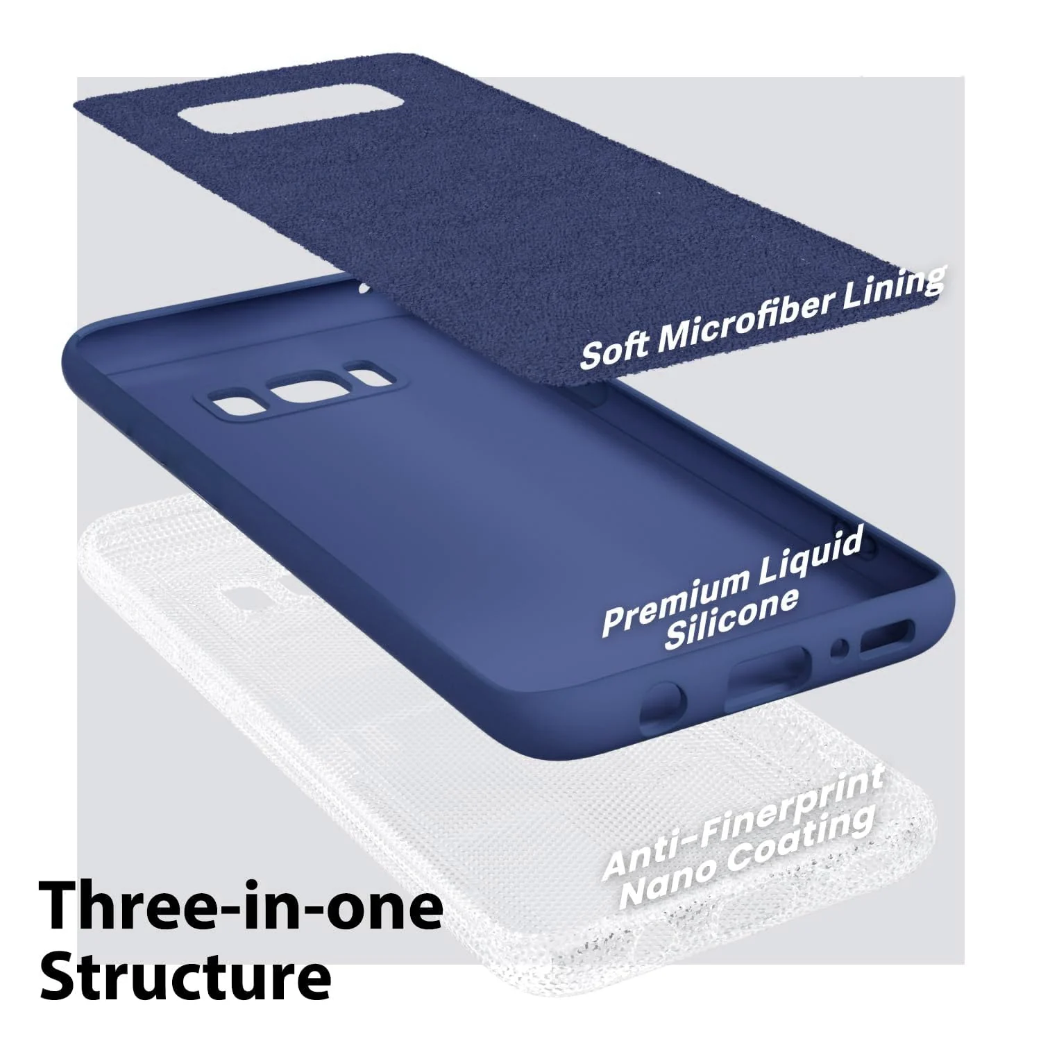 DL3 Mobilak Liquid Silicone Protective Case with Soft Microfiber Lining with Full Camera Protection for Samsung Galaxy S8+ Plus - Blue 1