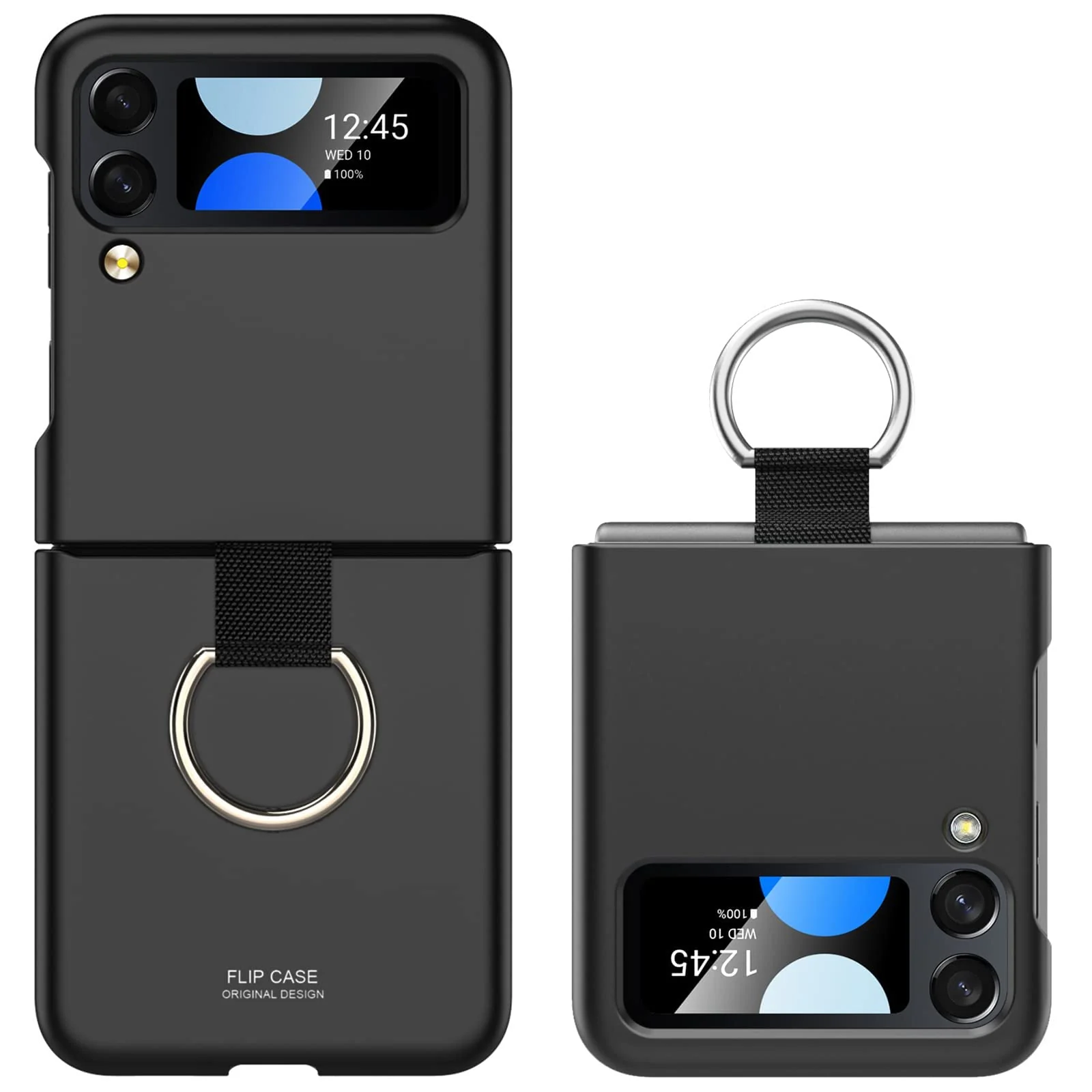 DL3 Mobilak for Samsung Galaxy Z Flip 4 Case with Ring, Galaxy Flip 4 Case All-Round for Z Flip 4 Phone Anti-Scratch Full-Body Shockproof Protective Case for Galaxy Z Flip 4 5G (2022) - Black