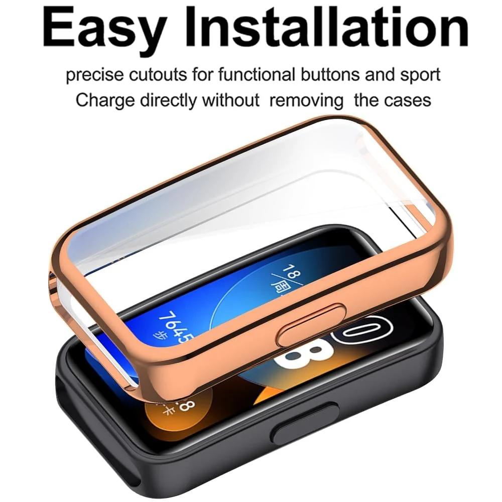 DL3 Mobilak Case for HUAWEI Band 9 / HUAWEI Band 8 TPU Silicon All-Around Screen Protector Cover Bumper Protector Full Cover Screen Protection - Rose Gold