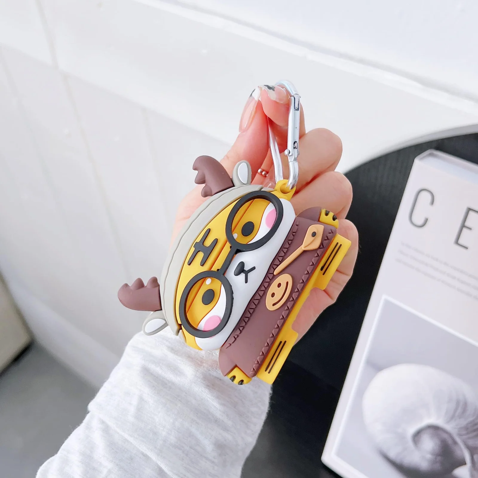 DL3 Mobilak AirPods Pro Case Soft Silicone Shockproof Cover for Apple AirPods Pro, New 3D Cute Cartoon Creative Fun Case Skin with Keychain Design for AirPods Pro Charging Case 2019 - Antlers Tiger