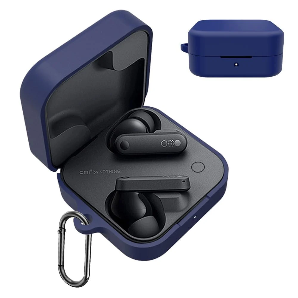 DL3 Mobilak Compatible with Nothing Buds Pro 2 Case Cover, Soft Silicone Shockproof Protective Case Wireless Earbuds with Carabiner, Front LED Visible - Blue
