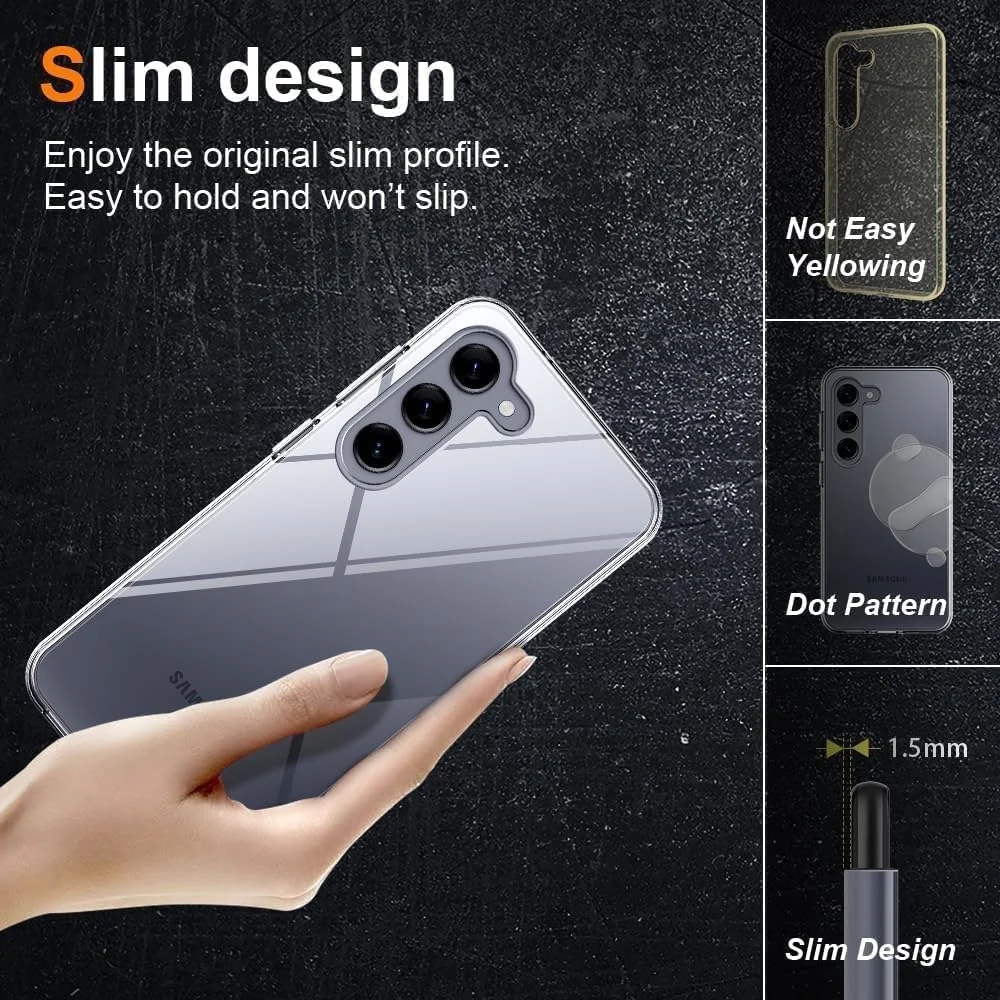 DL3 Mobilak Case Compatible with Samsung Galaxy S23 FE 5G Case Crystal Soft TPU Gel Case Flexible Silicone Anti-Scratch Camera Protection TPU Cover - Clear