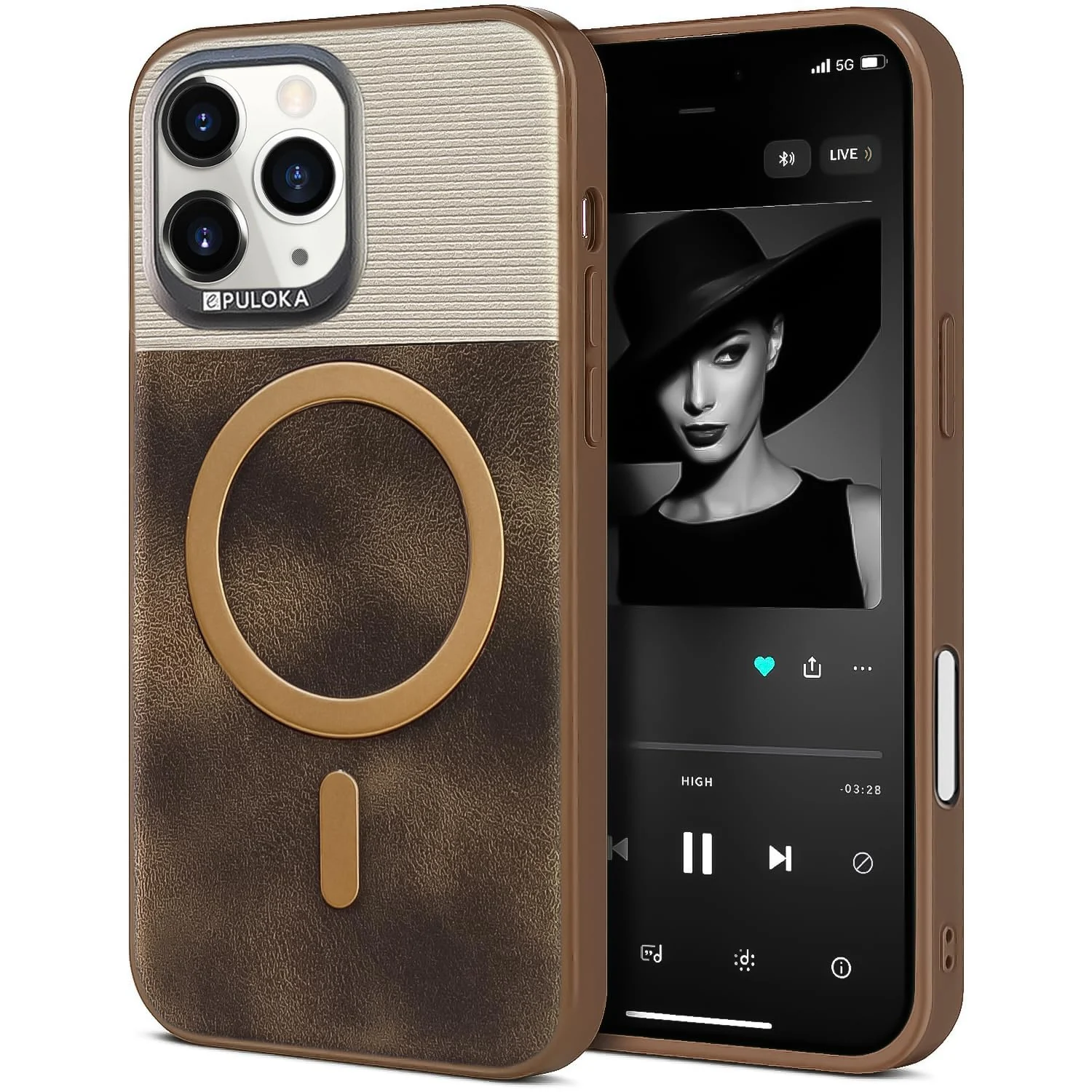 iPhone 16 Pro Max — DL3 Mobilak Leather Wallet Case for iPhone 16 Pro Max Compatible with, Compatible with MagSafe accessories, Supports wireless charging, Camera protection