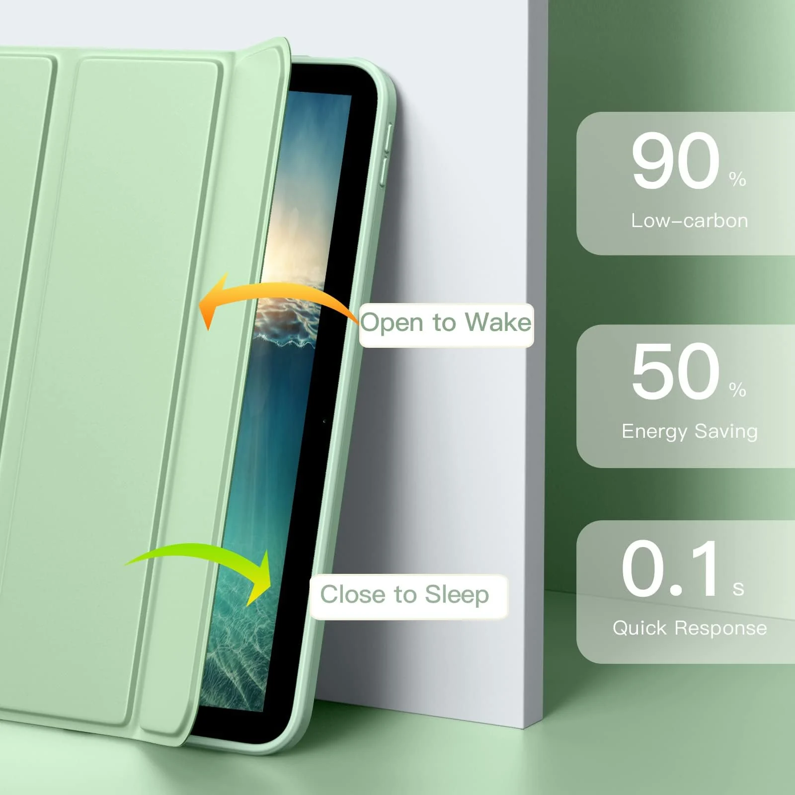DL3 Mobilak Case Compatible with iPad (A16) 11th Generation 11 Inch (2025), iPad 10th Generation 10.9 Inch (2022), Clear Shockproof Back Cover Built-in Pencil Holder, Auto Sleep/Wake - Mint Green