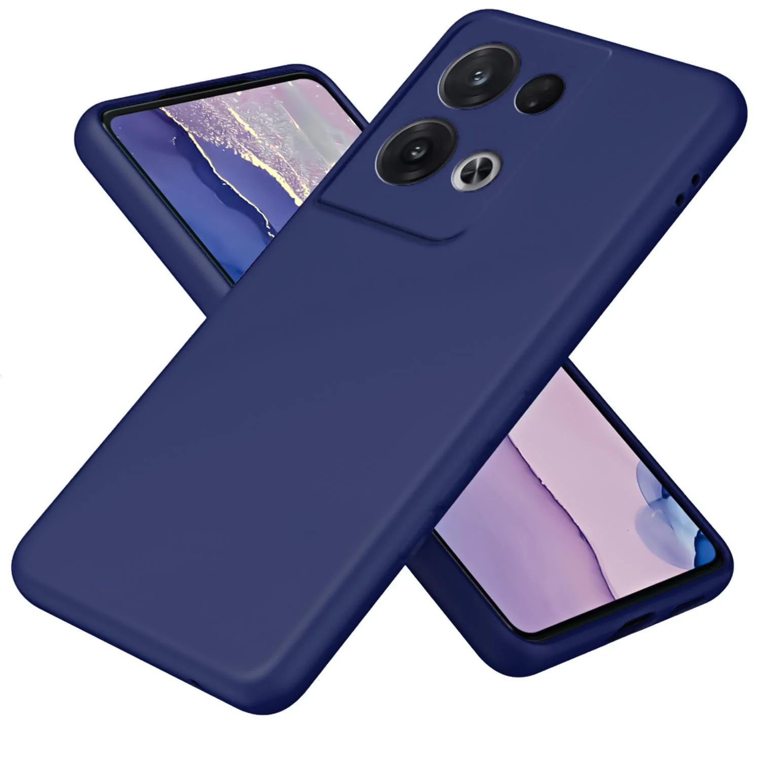 DL3 Mobilak Liquid Silicone Protective Case with Soft Microfiber Lining with Full Camera Protection for OPPO Reno 8 Pro 5G / Reno8 Pro+ Plus 5G - Blue 2