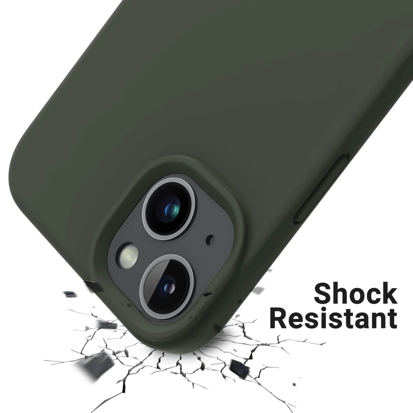DL3 Mobilak Liquid Silicone Case for iPhone 15, Supports wireless charging, Shock-absorbing protection, Anti-fingerprint finish - Lavender Green