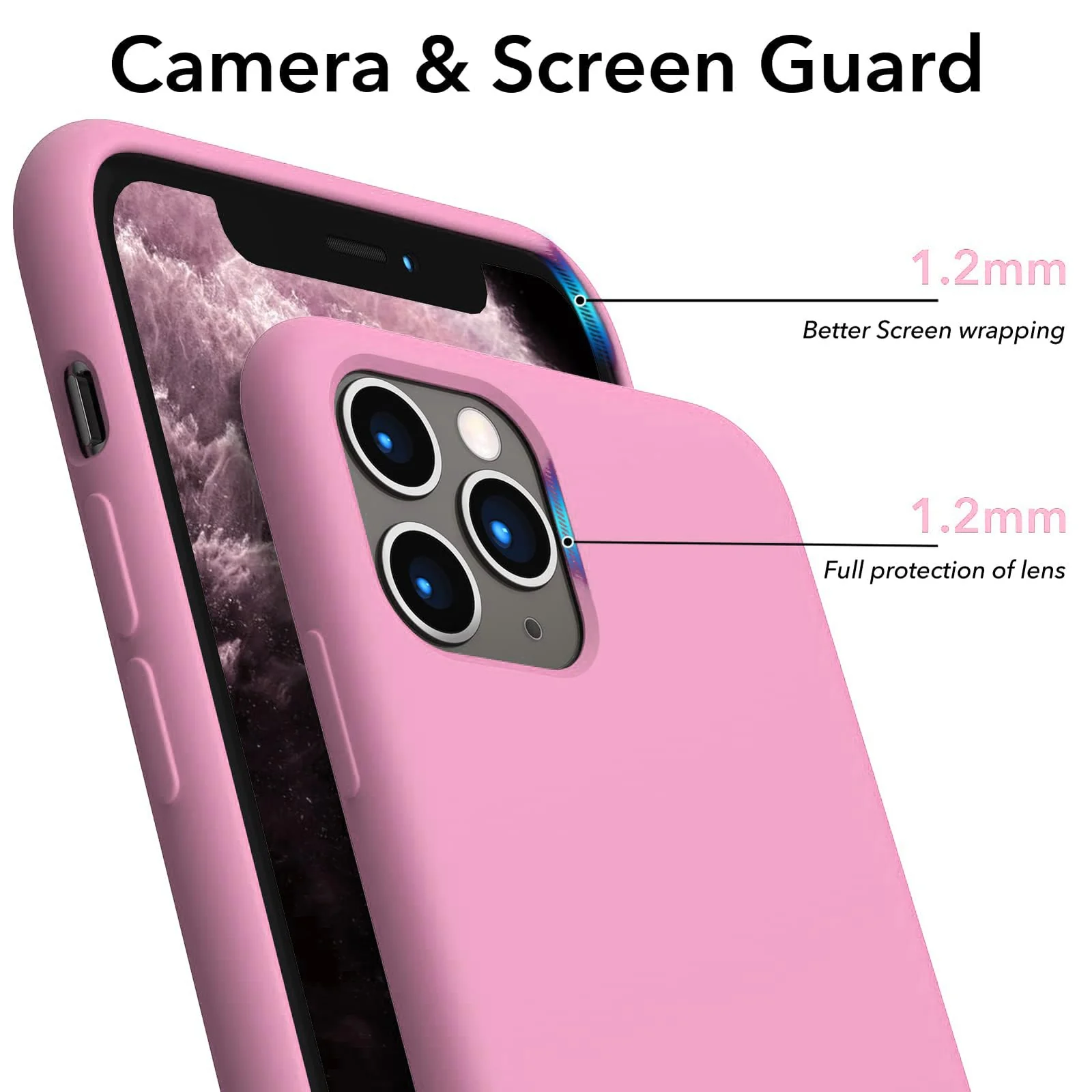 DL3 Mobilak Liquid Silicone Protective Case for iPhone 11 Pro Max (6.5 Inch) with Camera Protection and Microfiber Lining - Pink