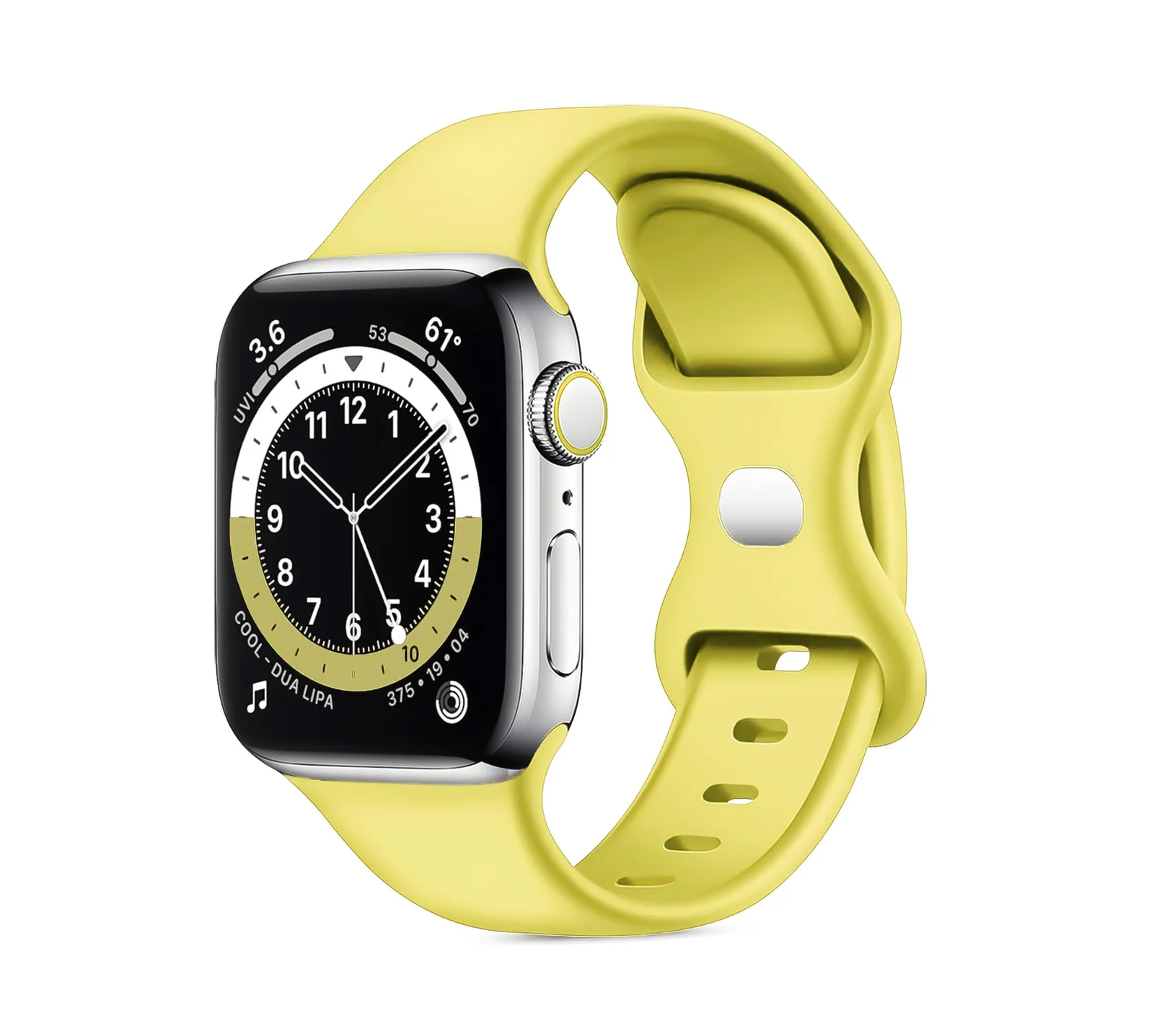 DL3 Mobilak Band with Case Compatible with Apple Watch 45mm, Adjustable Silicone Sport Wristband Replacement, Strap With Cover Built-in Glass Screen Protector for iWatch Series 9 8 7 - Yellow