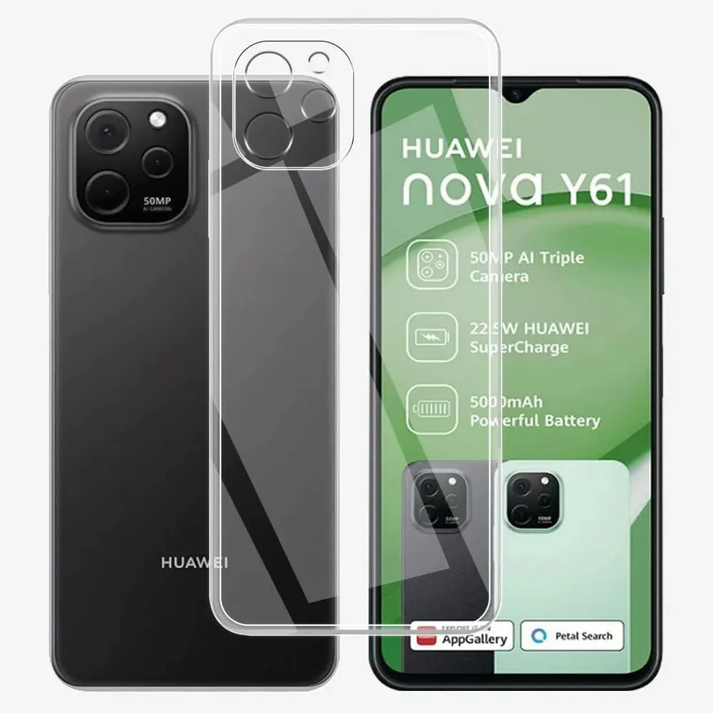 DL3 Mobilak Case Compatible with Huawei Nova Y61, Case Crystal Soft TPU Gel Case Flexible Silicone Anti-Scratch Camera Protection TPU Cover - Clear