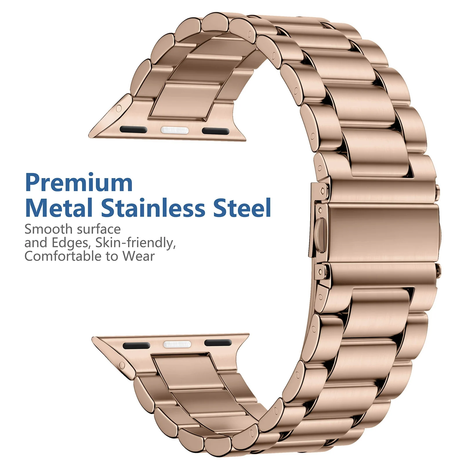 DL3 Mobilak Stainless Steel Band with Case Compatible with Apple Watch Ultra 49mm, Men Woman Business Metal Strap with Protective Bumper Cover for Apple Watch Ultra 2 Ultra 49mm - Rose Gold