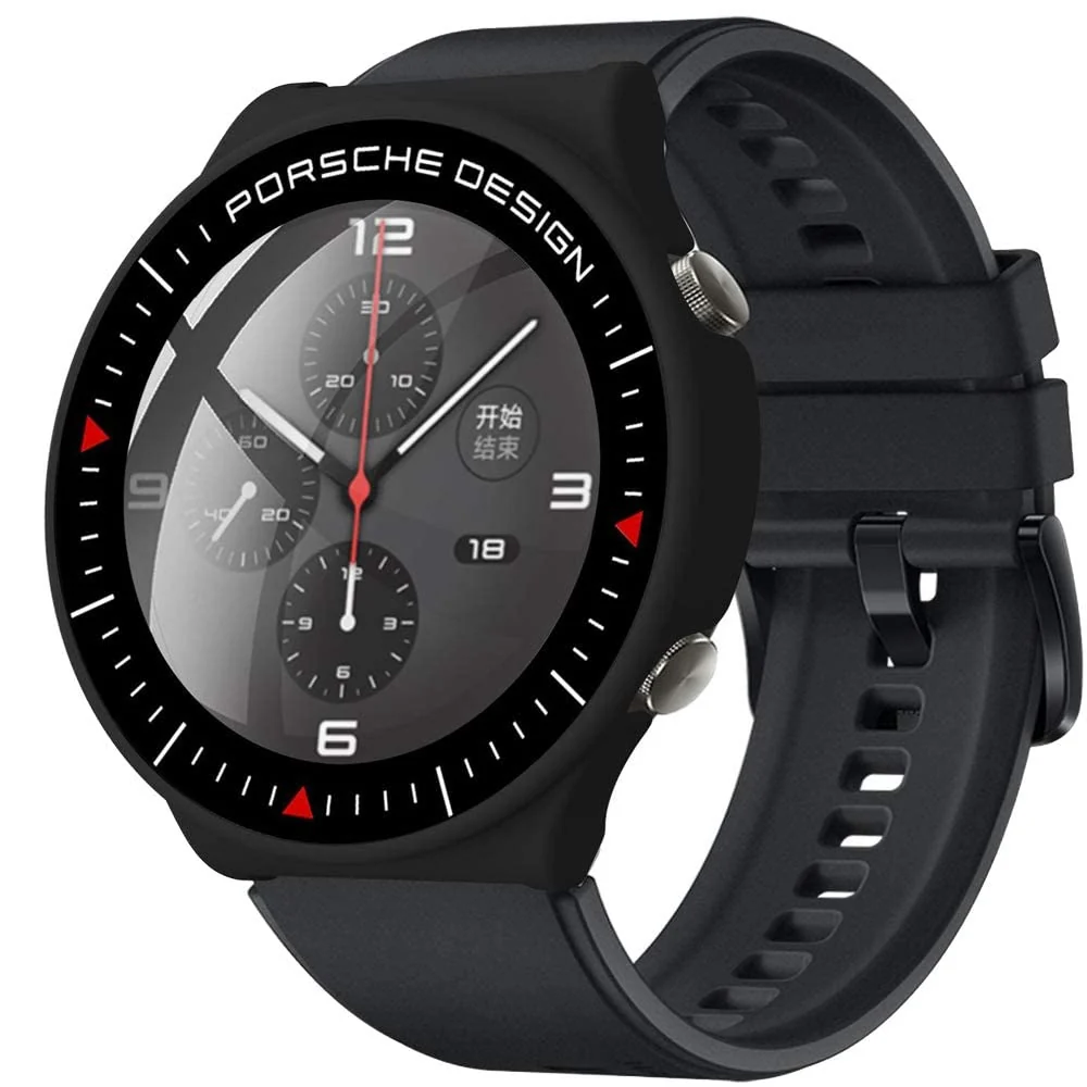 DL3 Mobilak Case Compatible with Huawei Watch GT2 Pro PC Cover with Bezel Tempered Glass Protection, Ultra Thin Full Protection for Huawei Watch GT 2 Pro Protective Case - Black