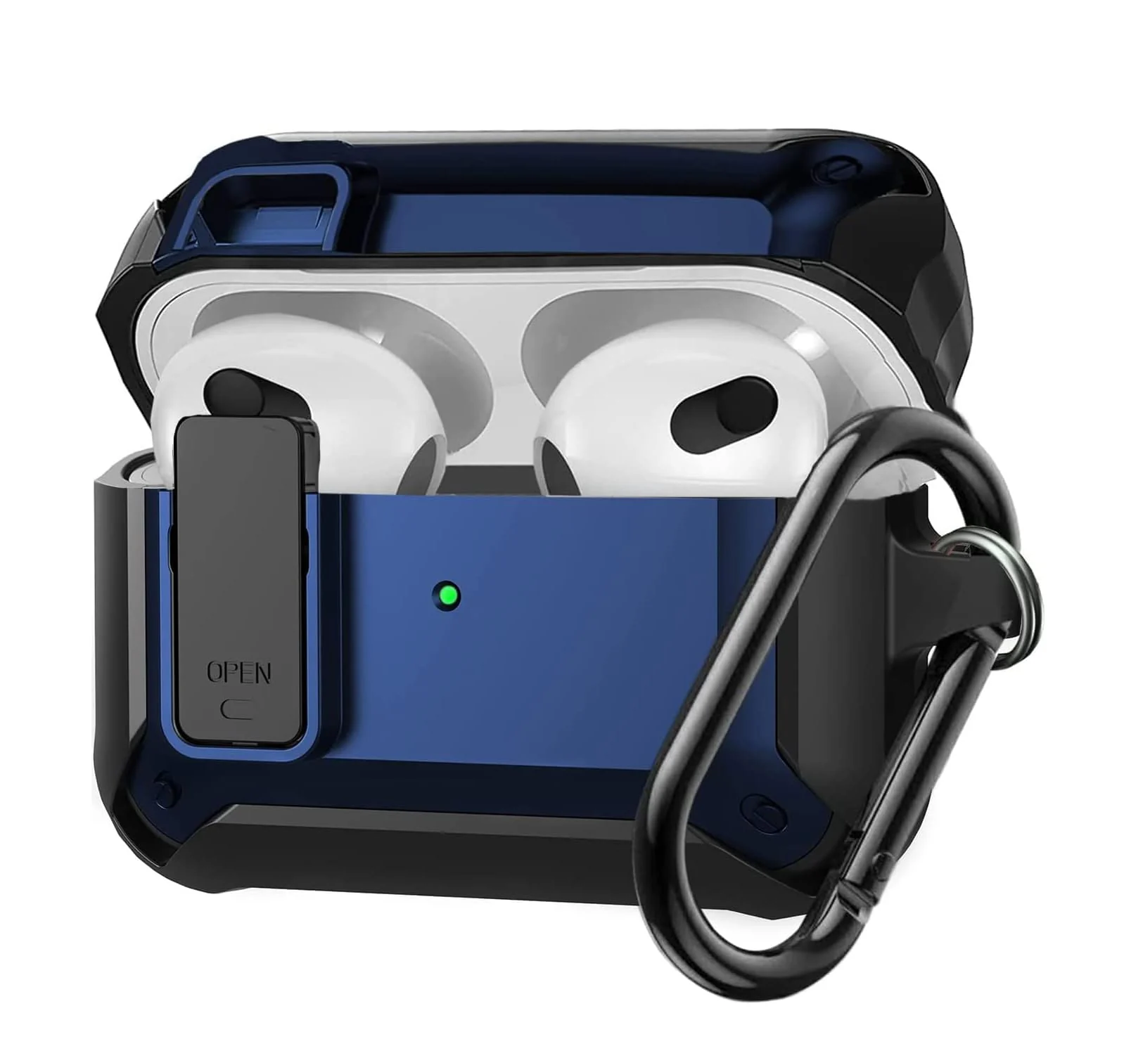 DL3 Mobilak for AirPods 3rd Generation Case Cover with Lock, Military Armor Cool AirPods 3 Case with Keychain for Men Women Hard Shell Shockproof Air Pod 3 Case for AirPod 3rd Gen 2021 - Black Blue
