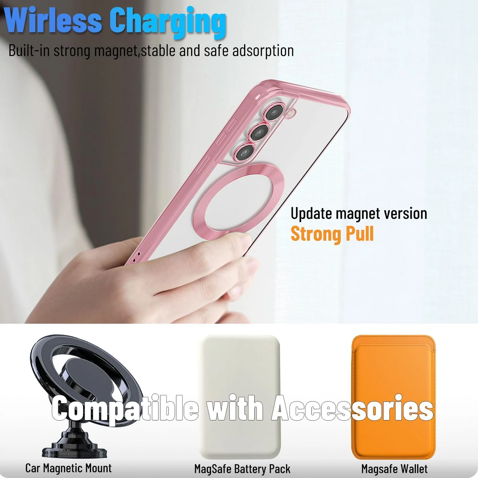 DL3 Mobilak Clear TPU Case for Samsung Galaxy Note 10 Plus Note10 + 5G, Compatible with MagSafe accessories, Supports wireless charging, Camera protection - Rose Gold