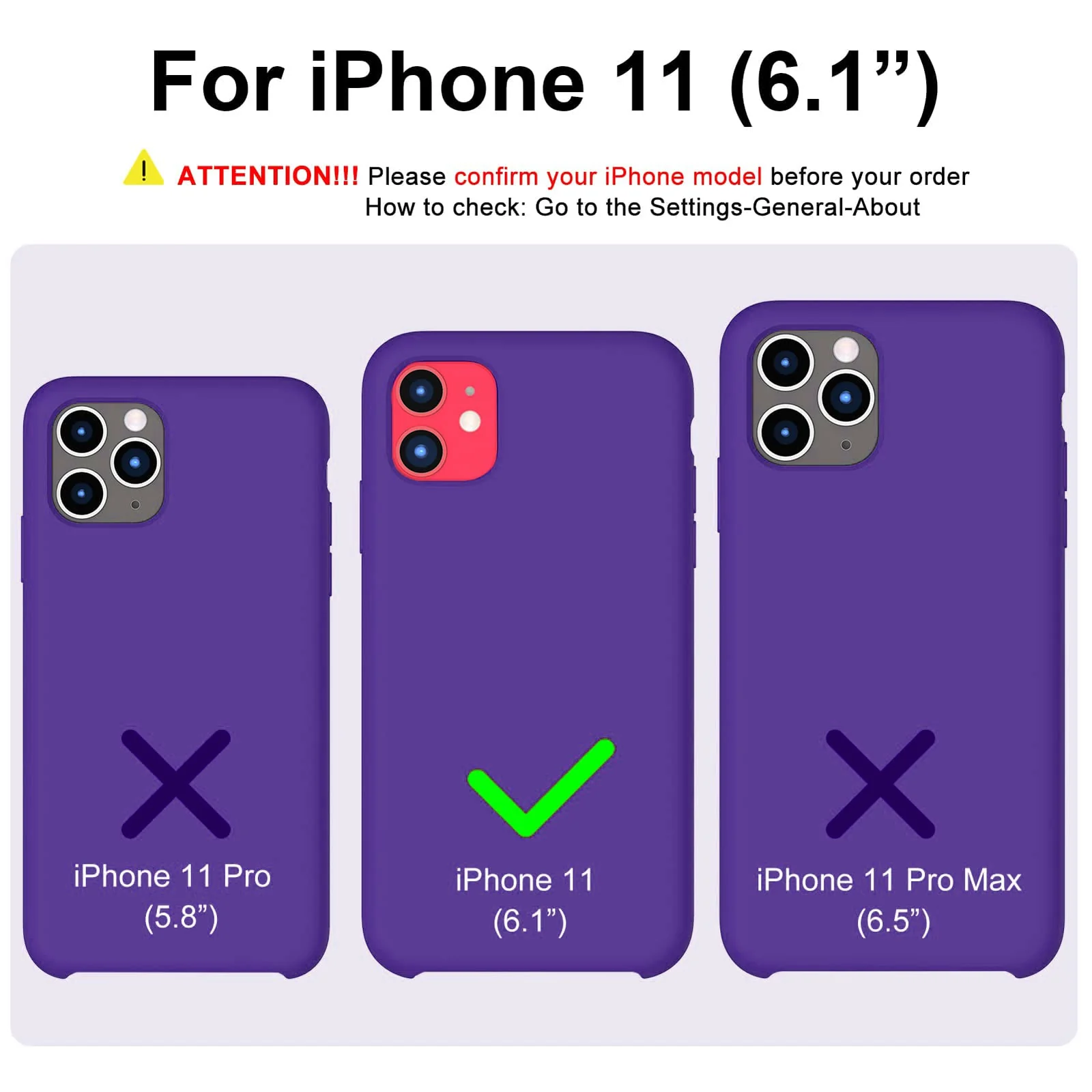 DL3 Mobilak Liquid Silicone Protective Case for iPhone 11 (6.1 Inch) with Camera Protection and Microfiber Lining - Hot Purple