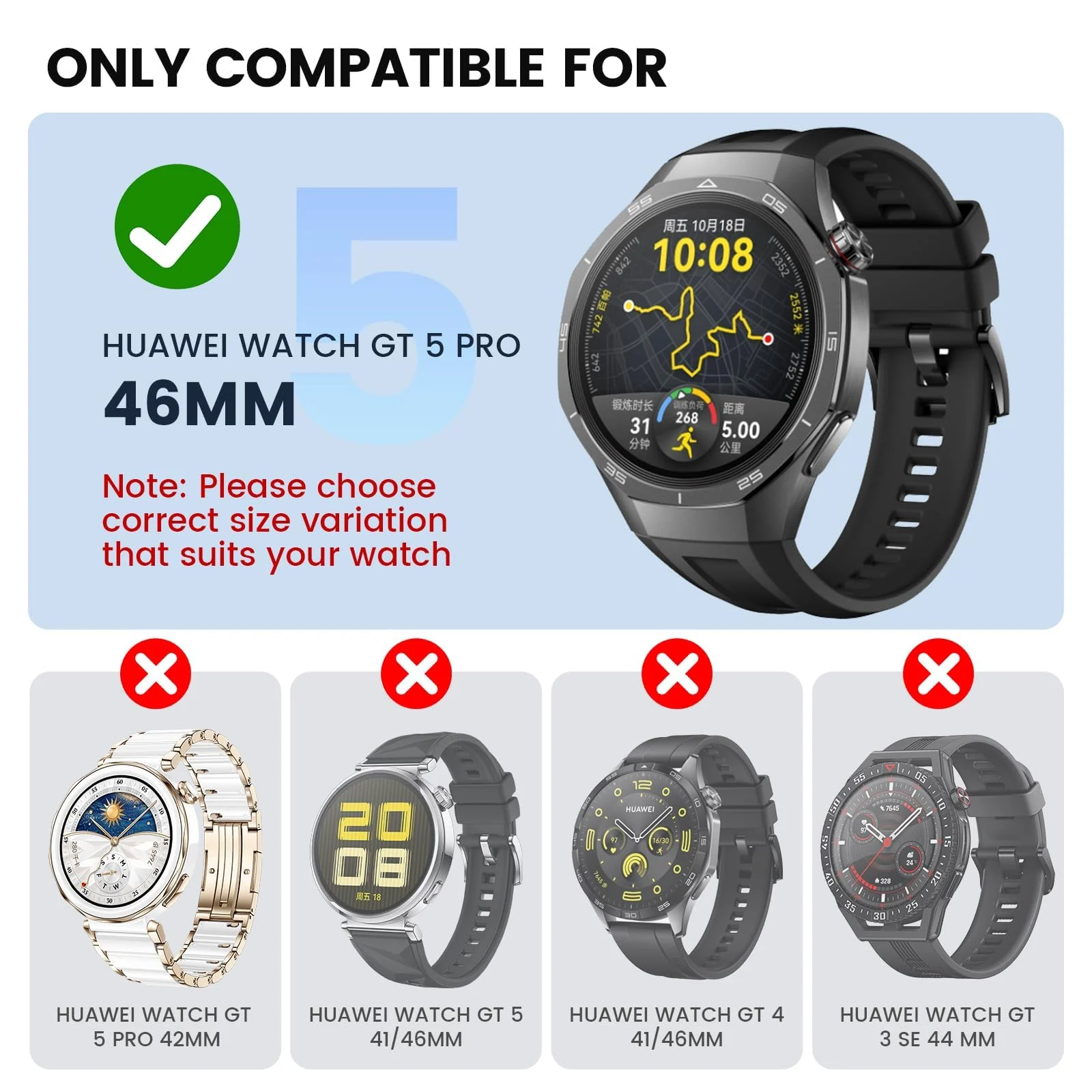 DL3 Mobilak Protective Case for Huawei Watch GT 5 Pro 46mm, Hard PC Bumper Cover with Built-in Tempered Glass Screen Protector Shell Cover Full Coverage with Scale for GT5 Pro 46 mm - White