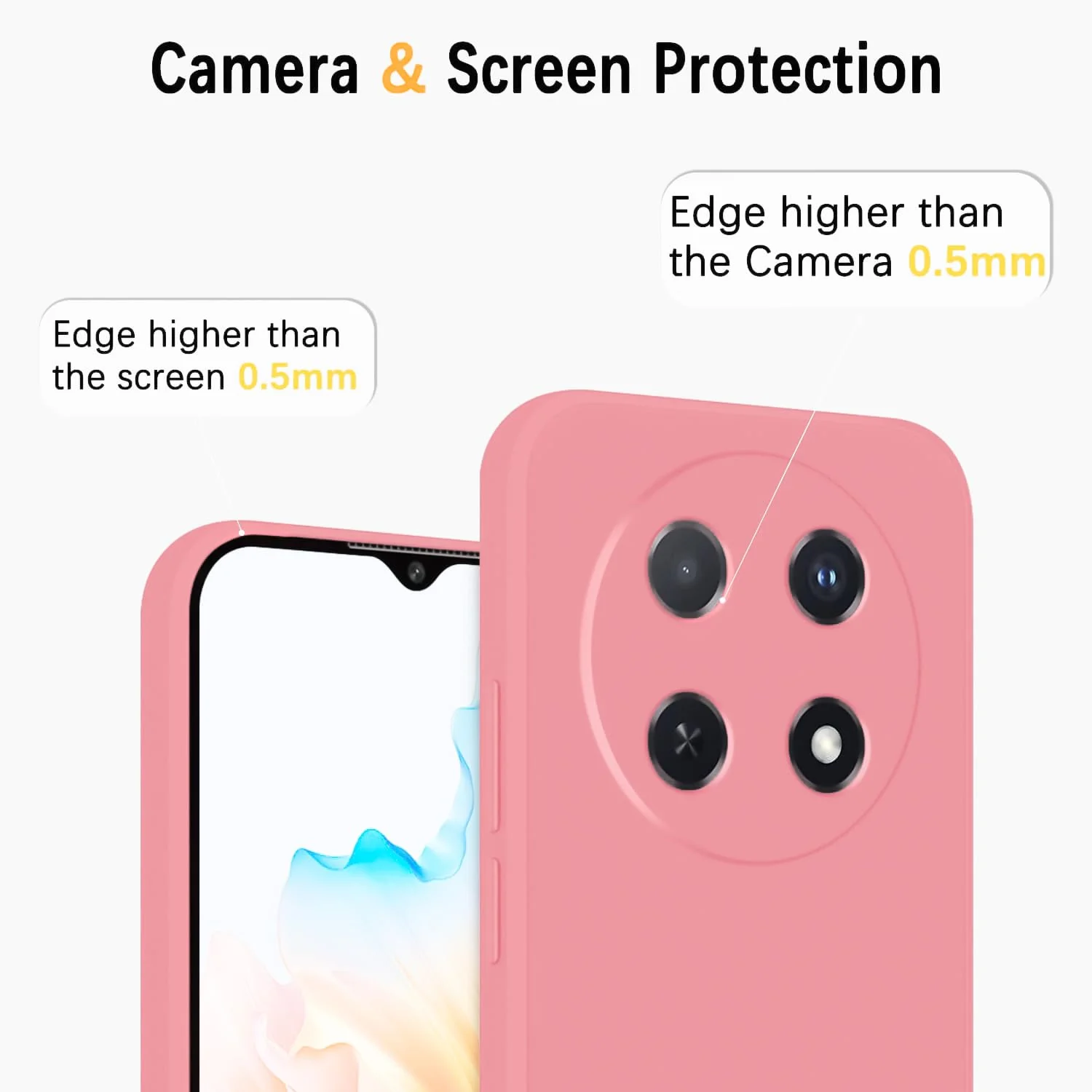 DL3 Mobilak Liquid Silicone Case for Huawei nova 12i, Shock-absorbing protection, Scratch-resistant surface, Soft microfiber lining - Pink