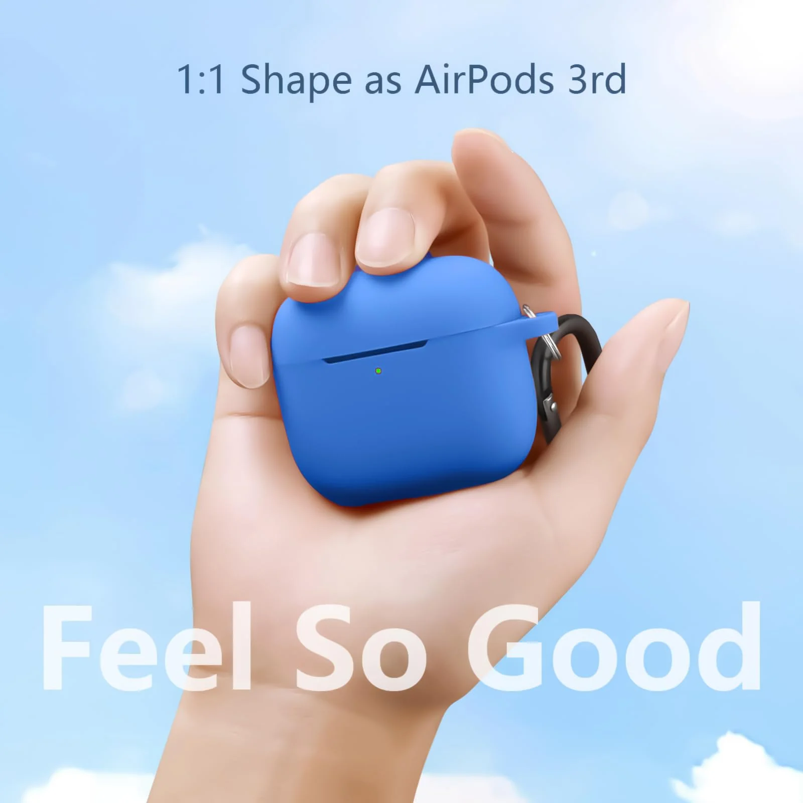 DL3 Mobilak AirPods 3 Case Cover, Silicone Protective Accessories Skin with Keychain Compatible with Apple AirPod 3rd Generation 2021 for Women Girl, Front LED Visible - Light Blue