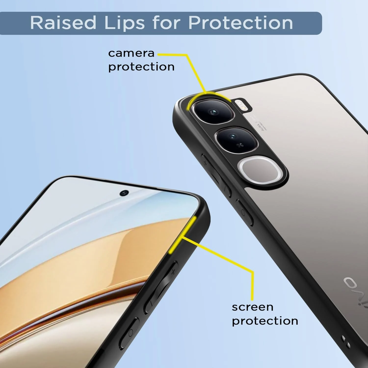 DL3 Mobilak Clear PC and TPU Protective Case for vivo V40 Lite 4G / 5G with Camera Protection and Military-Grade Protection - Black
